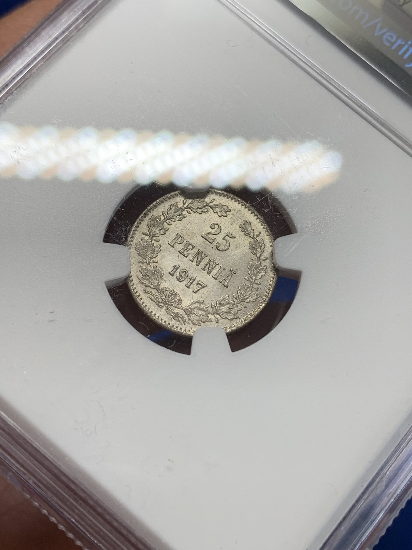 《竞宝斋》第205场-周日，周一 2场 (全场包邮) NGC MS64 俄占芬兰1917年25芬尼银币