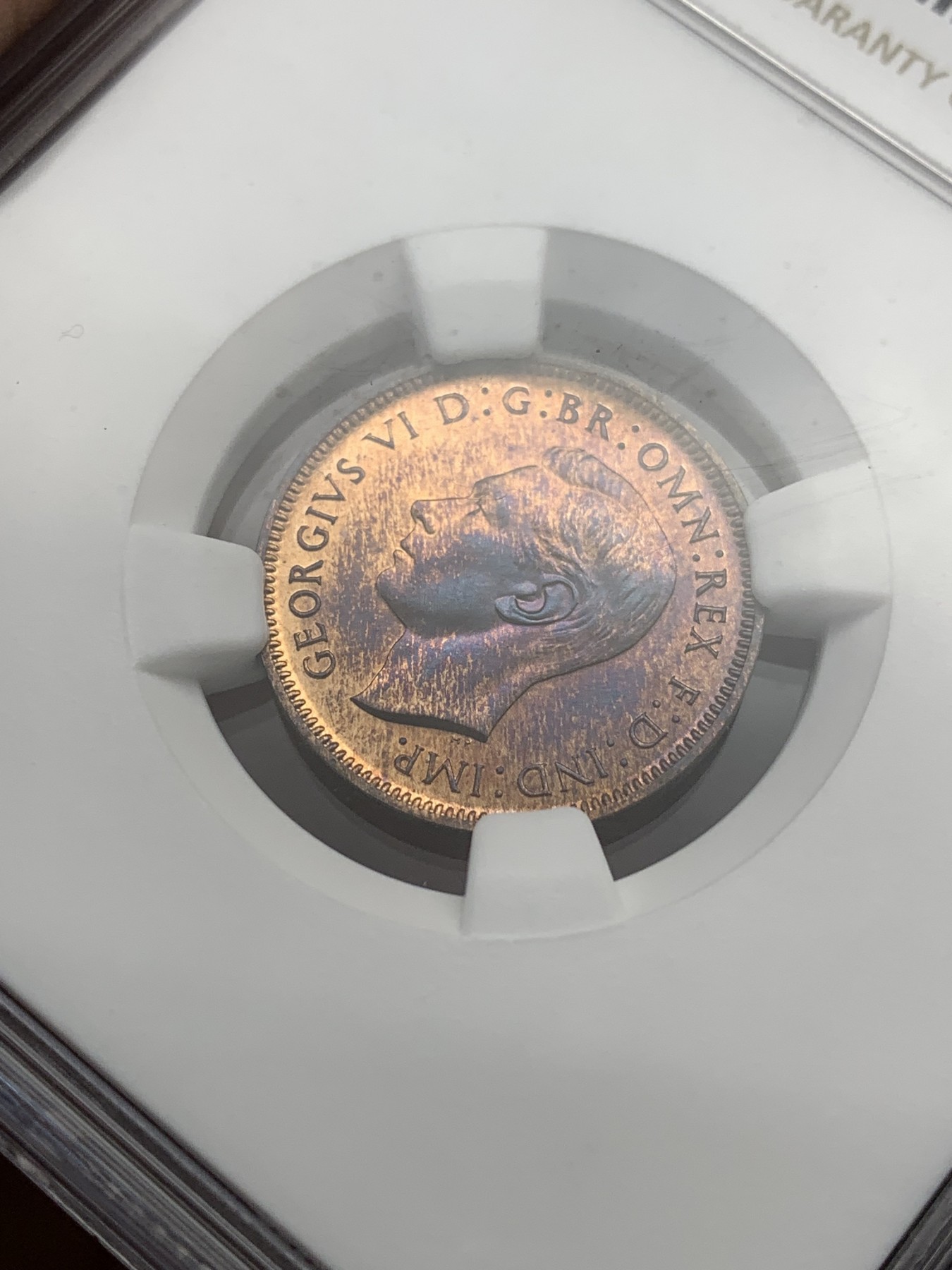 《竞宝斋》第205场-周日，周一 2场 (全场包邮) NGC PF66 英国1937年乔治六世登基纪念精制1/4便士铜币