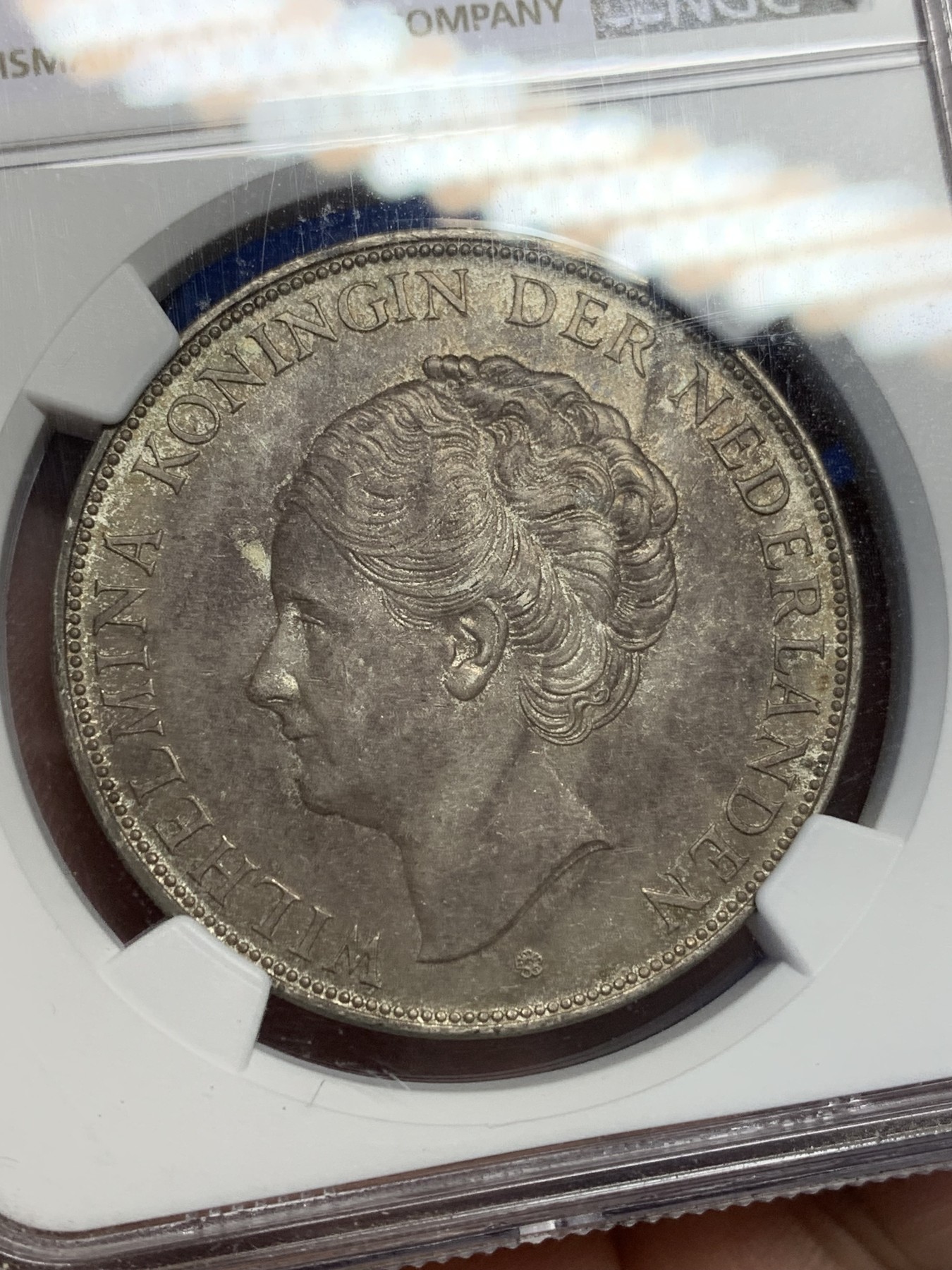 《竞宝斋》第205场-周日，周一 2场 (全场包邮) NGC-MS64 荷兰1937年女王威廉明娜2.5盾银币 包浆深厚 高分好品