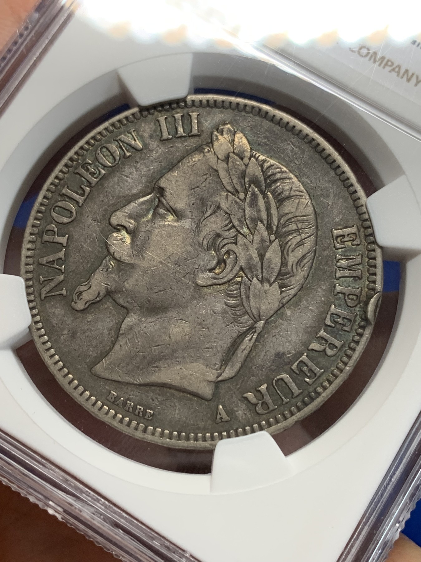 《竞宝斋》第205场-周日，周一 2场 (全场包邮) NGC VFD 1868年法国拿三5法郎银币 细节见图