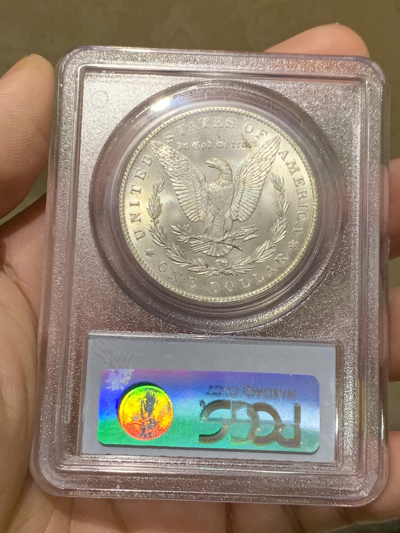 《竞宝斋》第205场-周日，周一 2场 (全场包邮) PCGS-MS66 美国 1898-O 摩根银元 高分好品 早期小白盒 丝绸底板难得