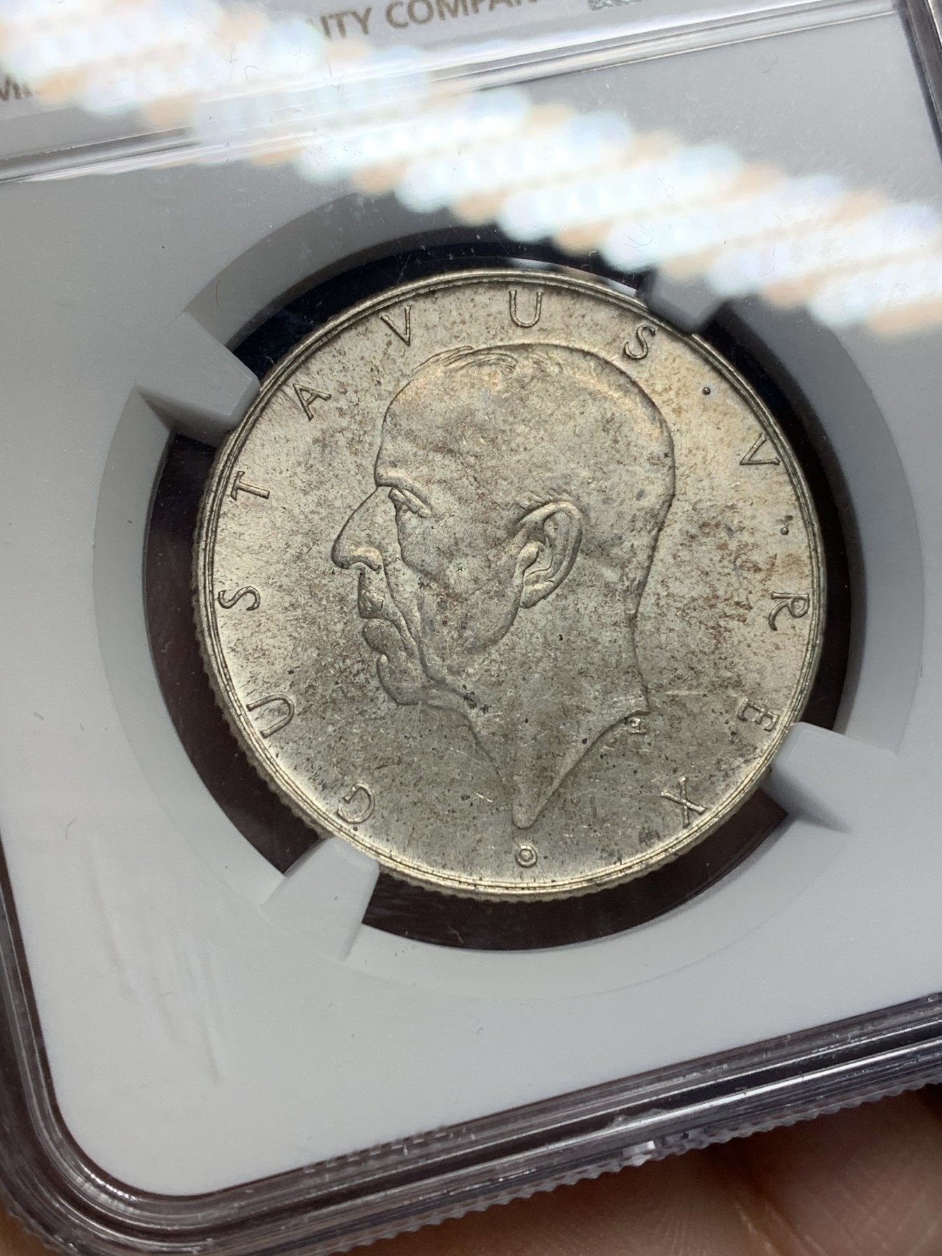 《竞宝斋》第205场-周日，周一 2场 (全场包邮) NGC-MS64 瑞典1938年 三百周年纪念 2克朗银币 高分好品