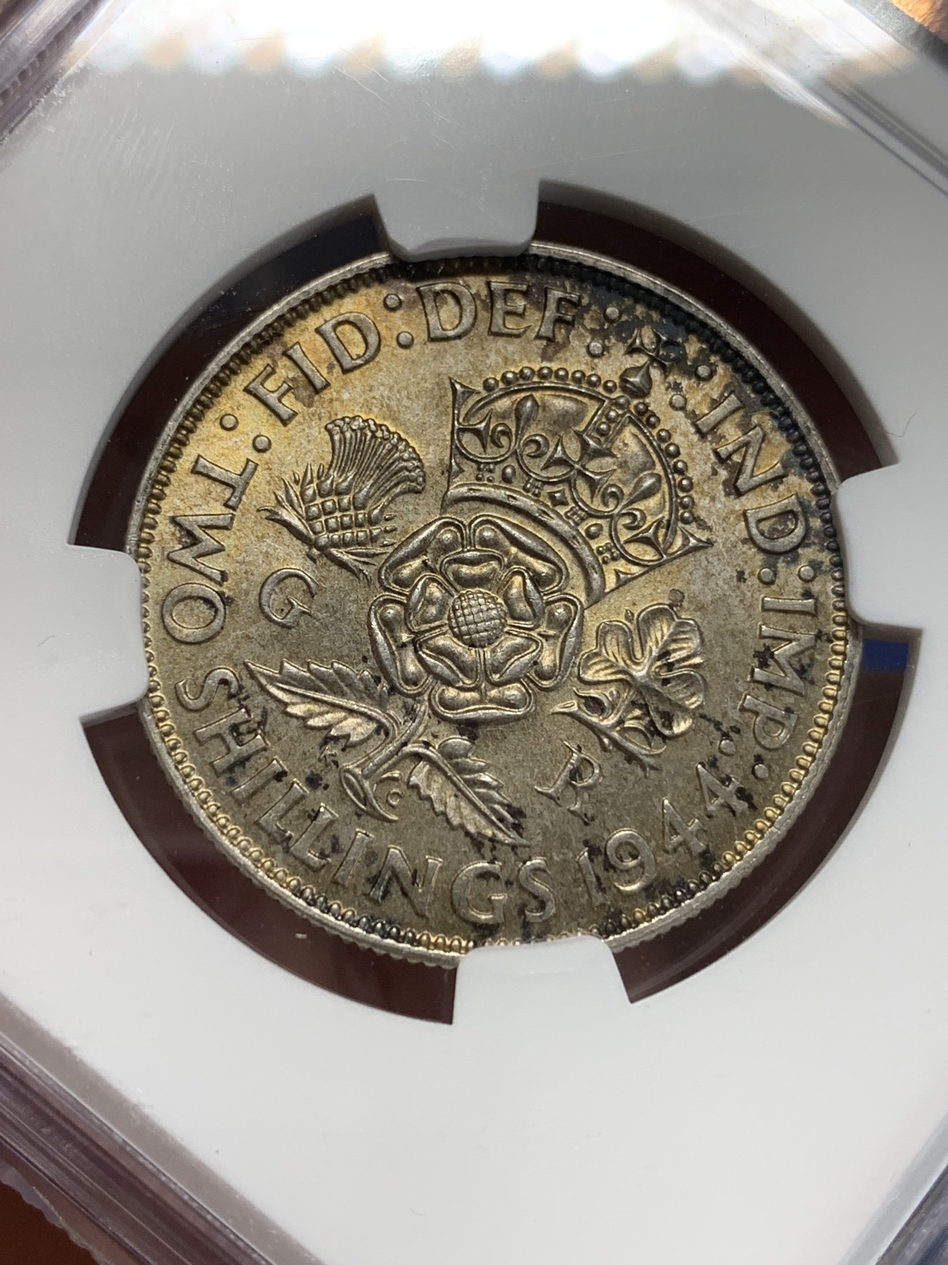 《竞宝斋》第205场-周日，周一 2场 (全场包邮) NGC MS63 英国乔治六世1944年1福林银币