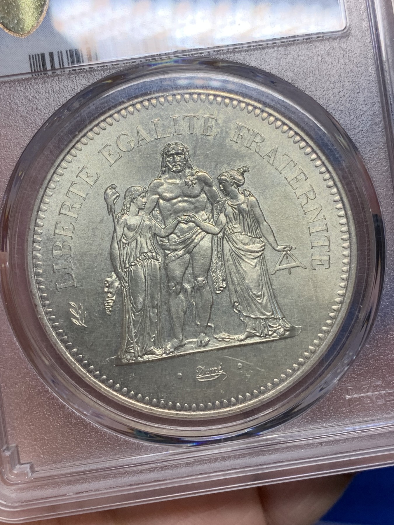 《竞宝斋》第205场-周日，周一 2场 (全场包邮) PCGS MS66 1974年法国大力神50法郎银币 30克首年大银 比10法郎大一圈 状态非常好