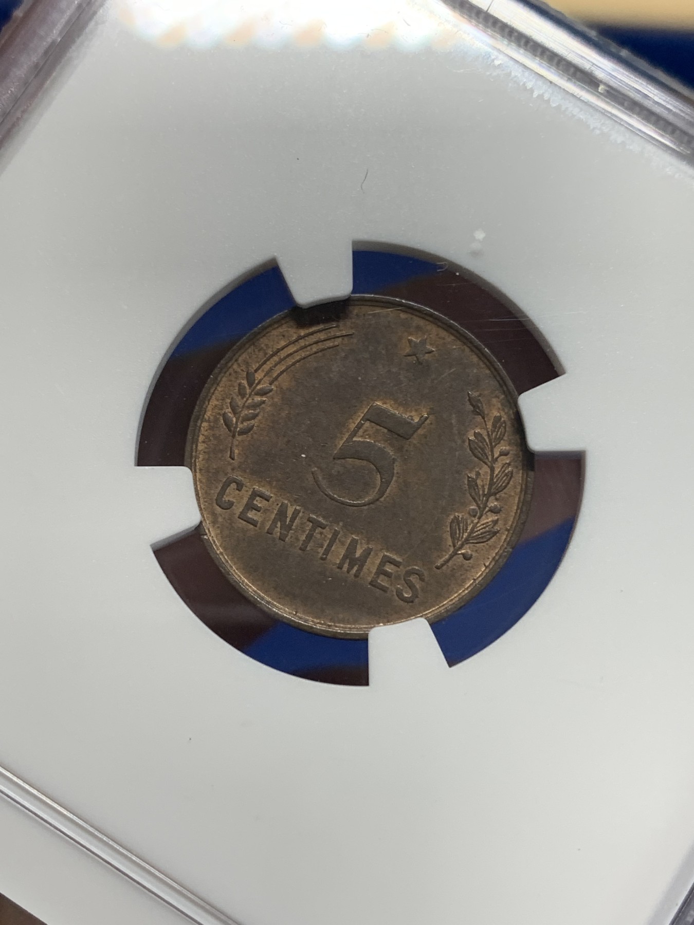 《竞宝斋》第205场-周日，周一 2场 (全场包邮) NGC AU58 1930年卢森堡5C铜币