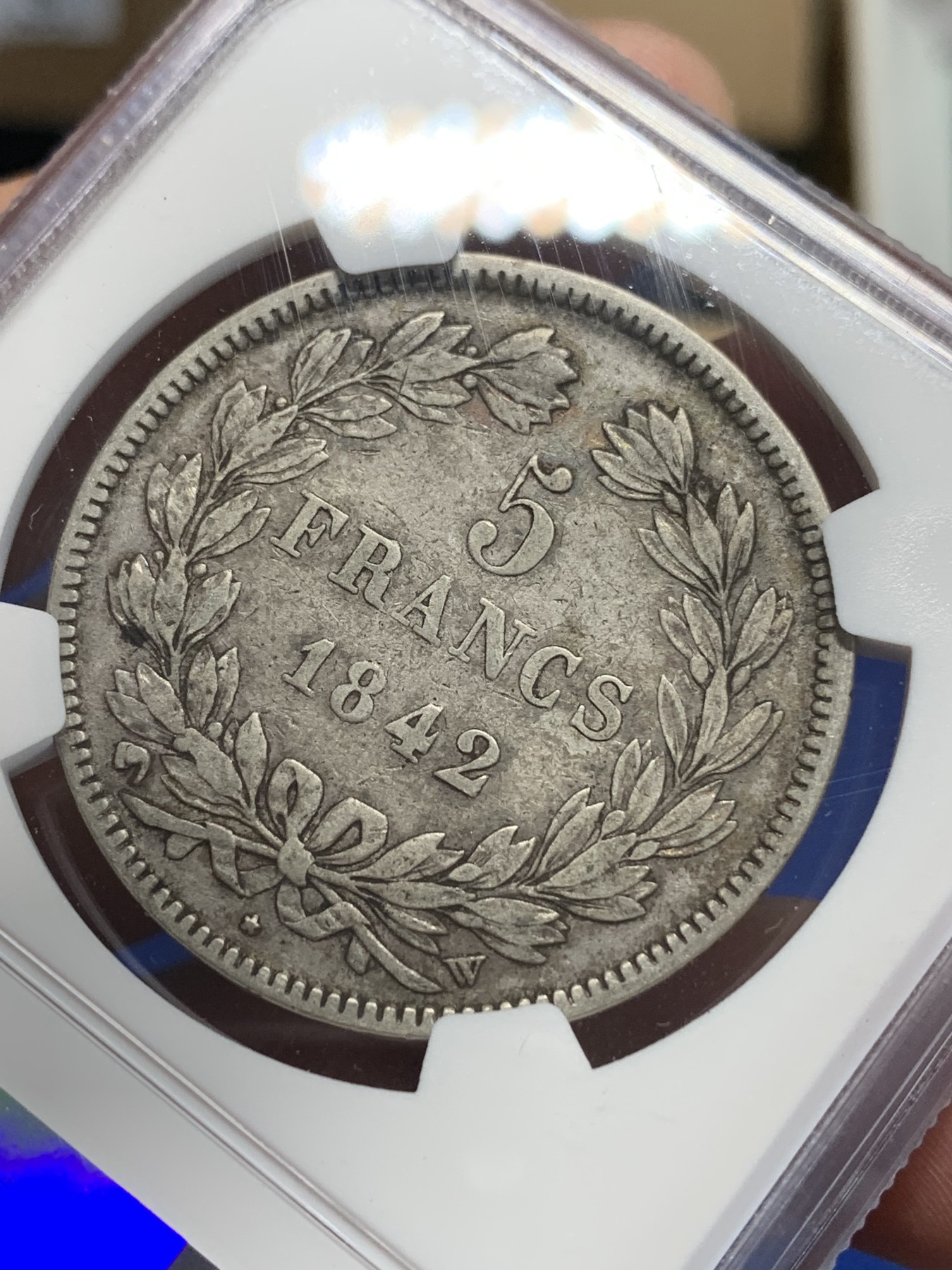 《竞宝斋》第205场-周日，周一 2场 (全场包邮) NGC-VF35 法国1842年W版 菲利普一世 5法郎大银币