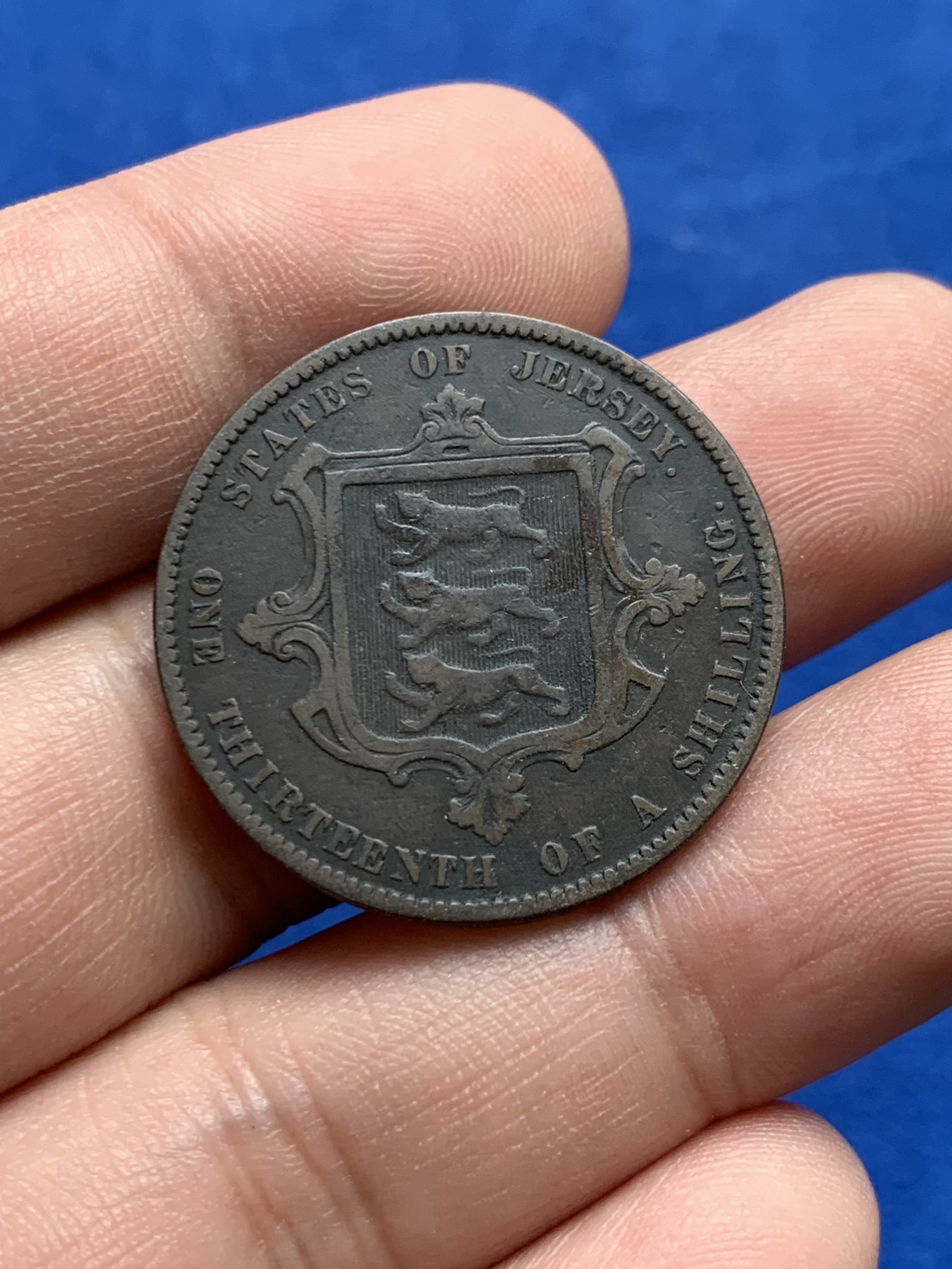 《竞宝斋》第205场-周日，周一 2场 (全场包邮) 英属泽西岛 1871年 1/13先令 铜币 少见面值 早期年份