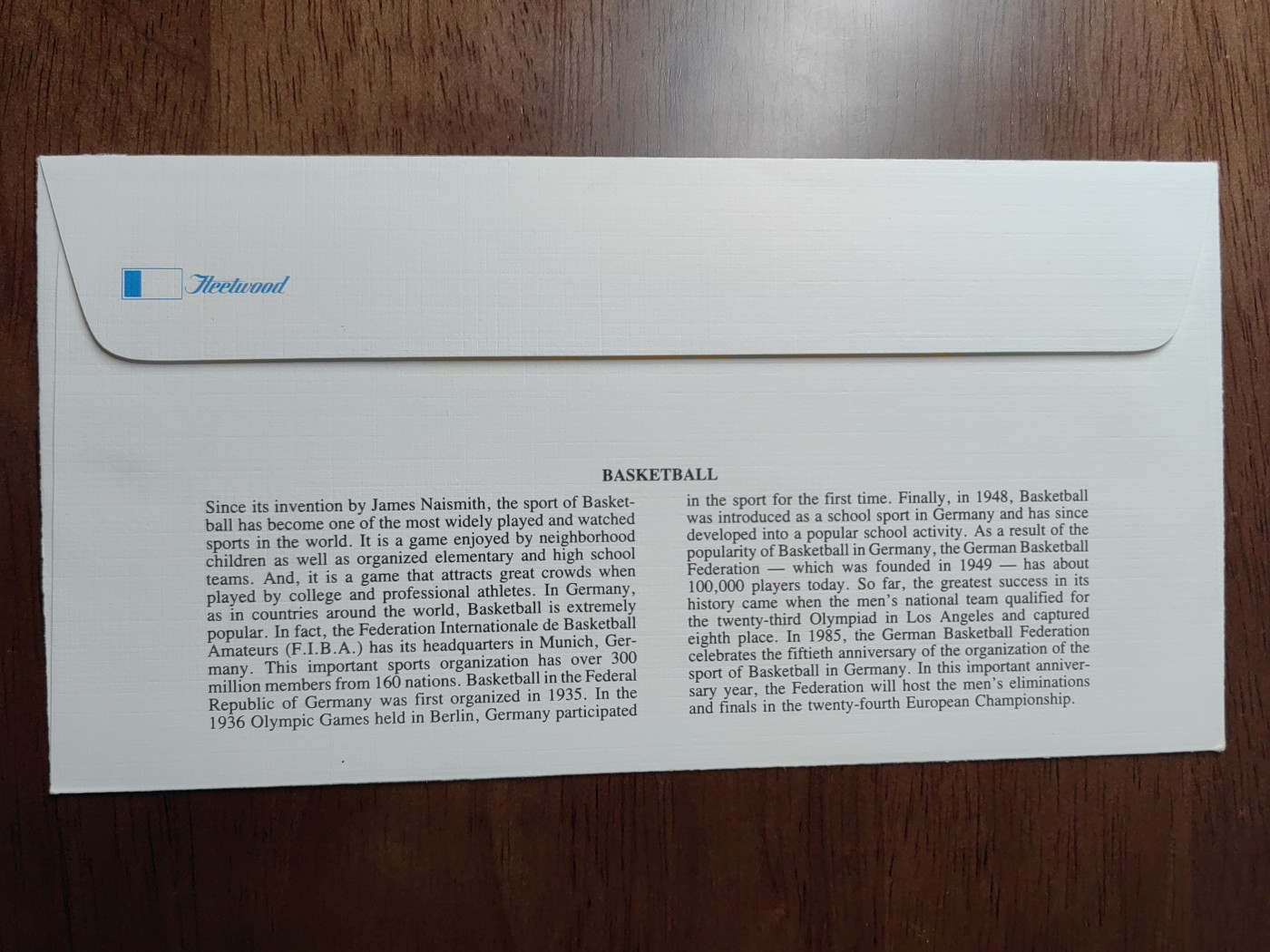 外国邮品精品专场（秒杀）第①⑤场 德国1985 体育运动附捐 篮球