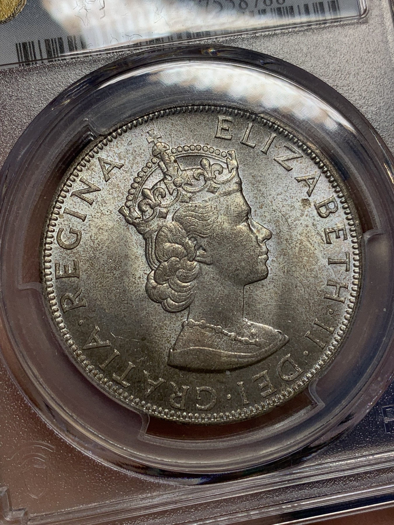 《竞宝斋》第205场-周日，周一 2场 (全场包邮) PCGS-MS65 1964年英属百慕大群岛克朗银币
