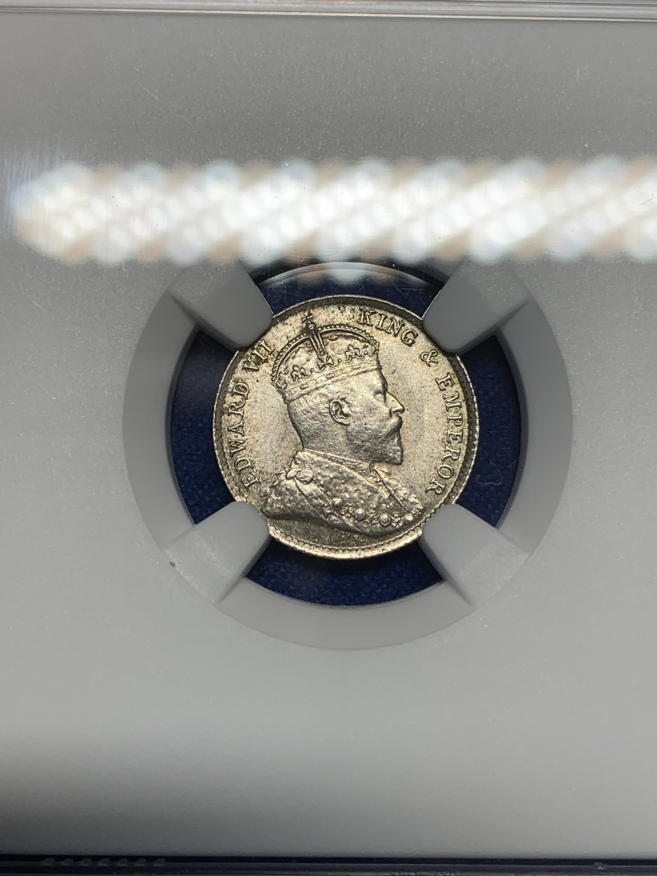 《竞宝斋》第205场-周日，周一 2场 (全场包邮) NGC-MS63 中国香港 1904年 爱德华七世 五仙 银币 黄油彩