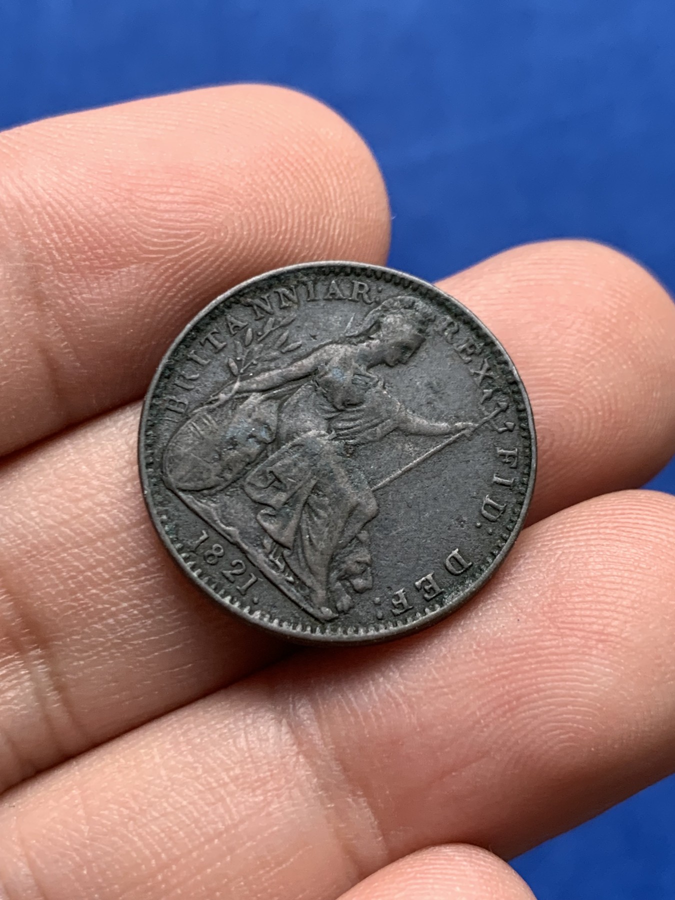 《竞宝斋》第205场-周日，周一 2场 (全场包邮) 英国 1821年 乔治四世 1法新铜币 高细节