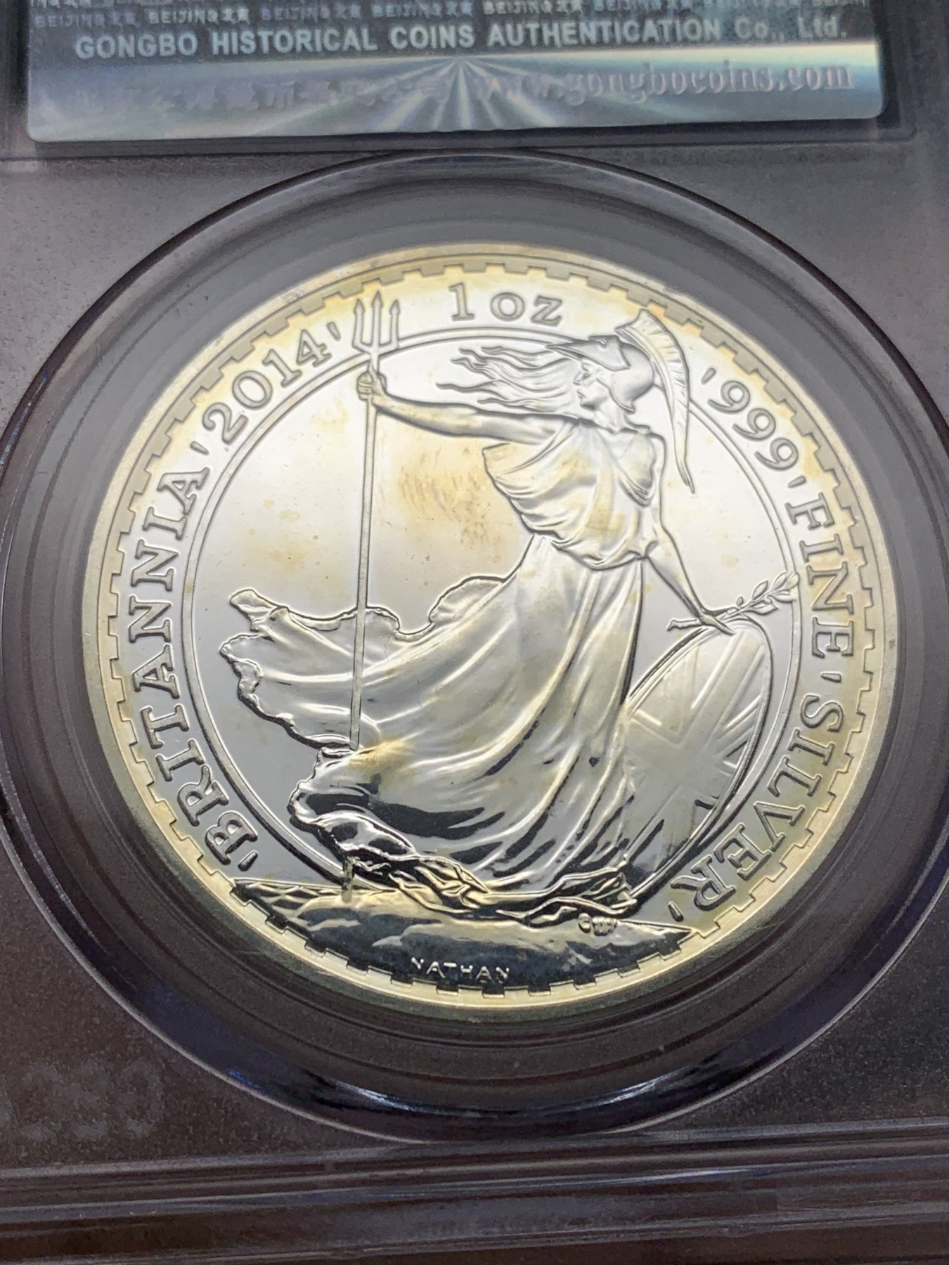 《竞宝斋》第205场-周日，周一 2场 (全场包邮) 公博评级PF67 2014年英国伊丽莎白二世女王2镑1盎司银币，含银量999