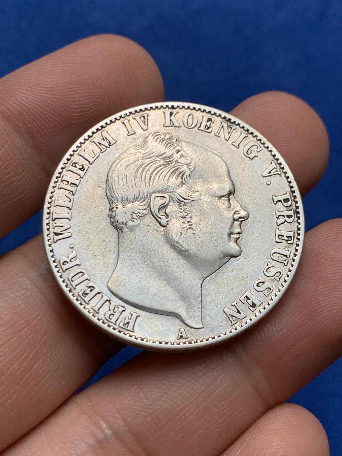 《竞宝斋》第205场-周日，周一 2场 (全场包邮) 1855年德国普鲁士威廉四世矿业泰勒银币，22克的大个头，发行量只有5W枚