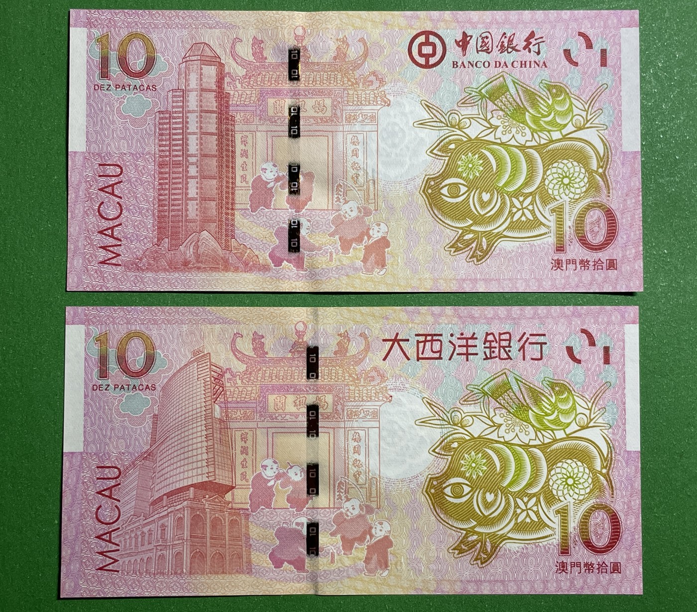 2019年澳门生肖猪年对钞