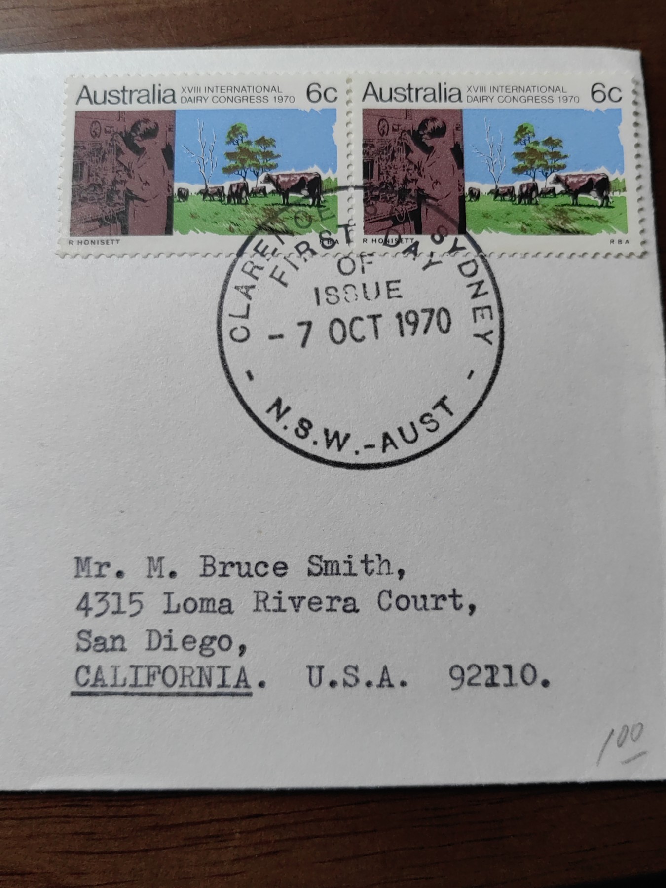 外国邮品精品专场（秒杀）第①⑤场 澳大利亚1970年 国际乳品大会18 周年 