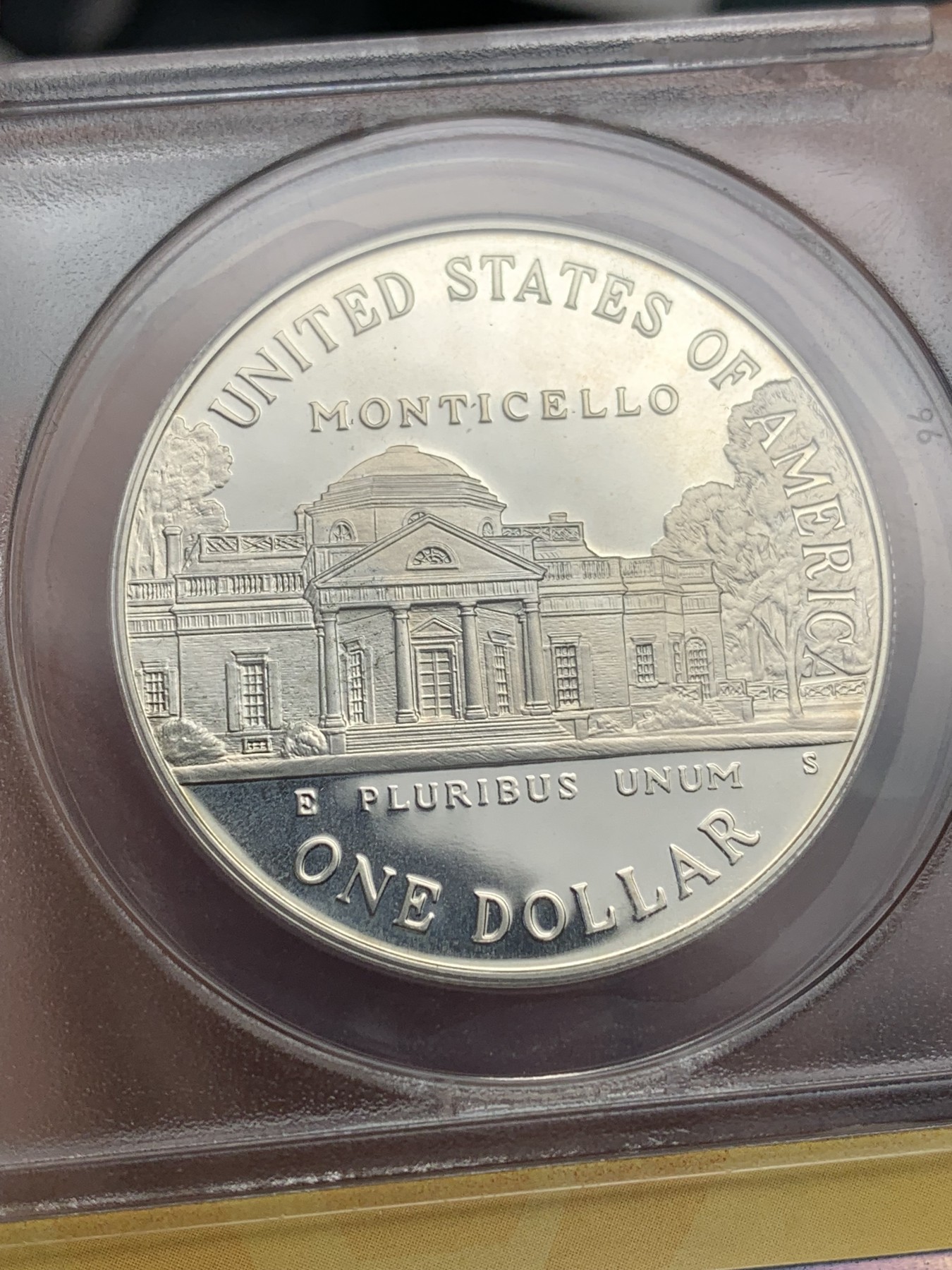 《竞宝斋》第205场-周日，周一 2场 (全场包邮) ANACS-PF69 美国1993年杰斐逊总统诞辰250周年纪念精制银币