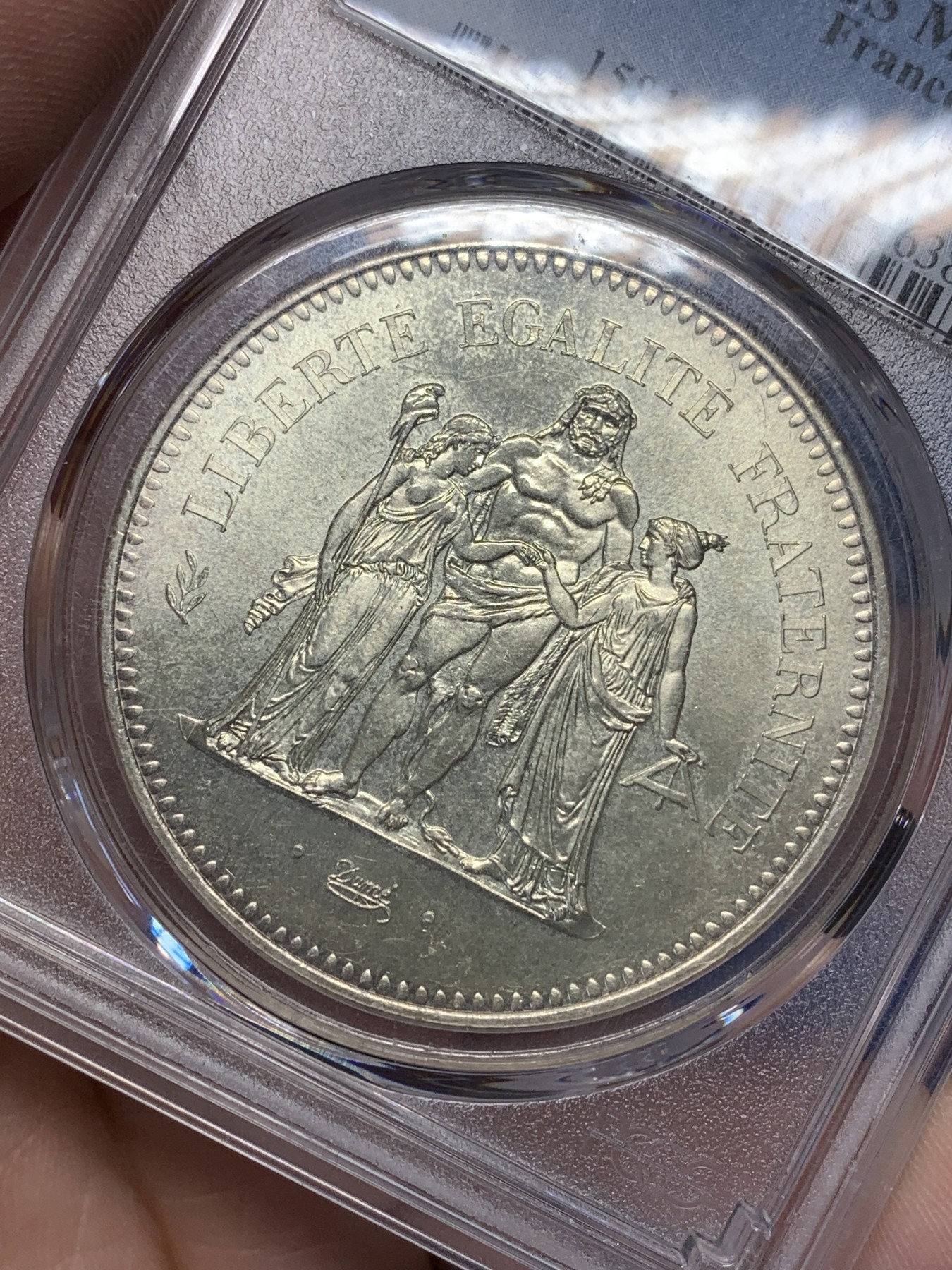 《竞宝斋》第205场-周日，周一 2场 (全场包邮) PCGS MS66 1974年法国大力神50法郎银币 30克首年大银 比10法郎大一圈 状态非常好