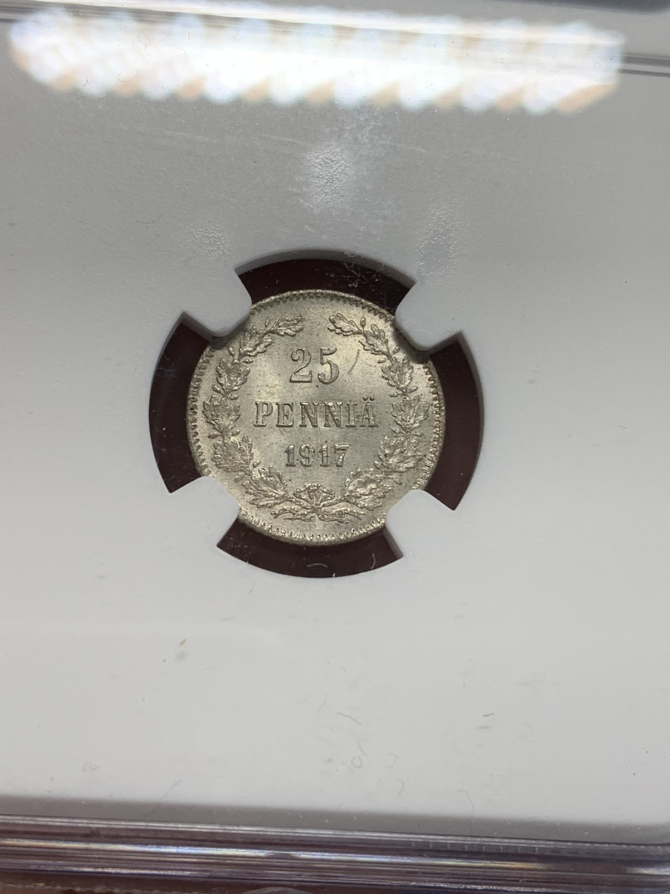 《竞宝斋》第205场-周日，周一 2场 (全场包邮) NGC MS64 俄占芬兰1917年25芬尼银币