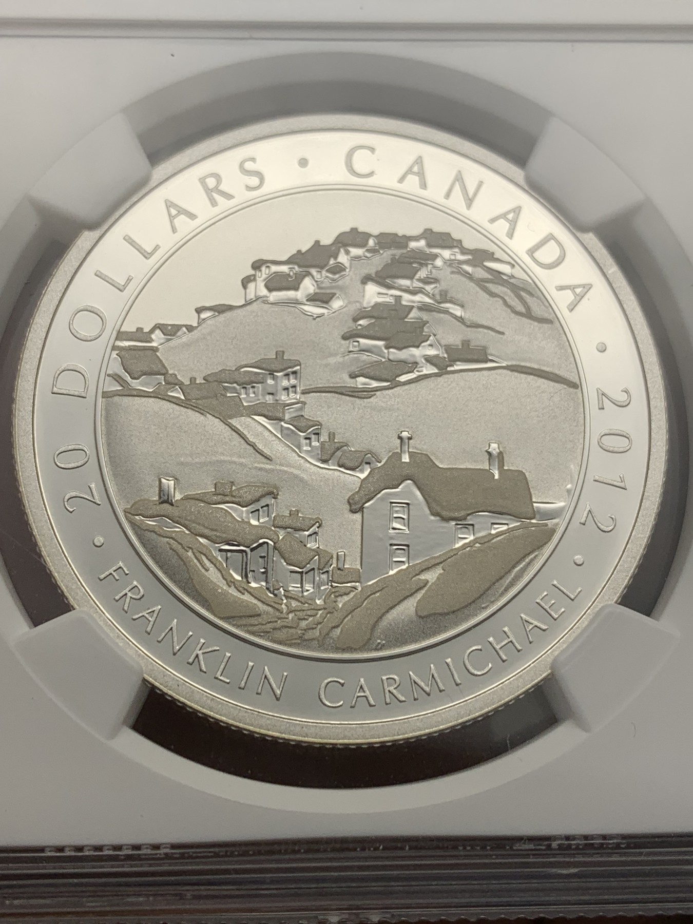 《竞宝斋》第205场-周日，周一 2场 (全场包邮) NGC PF69UC 加拿大2012年20元七人画派富兰克林*卡尔米歇尔雪景景观银币