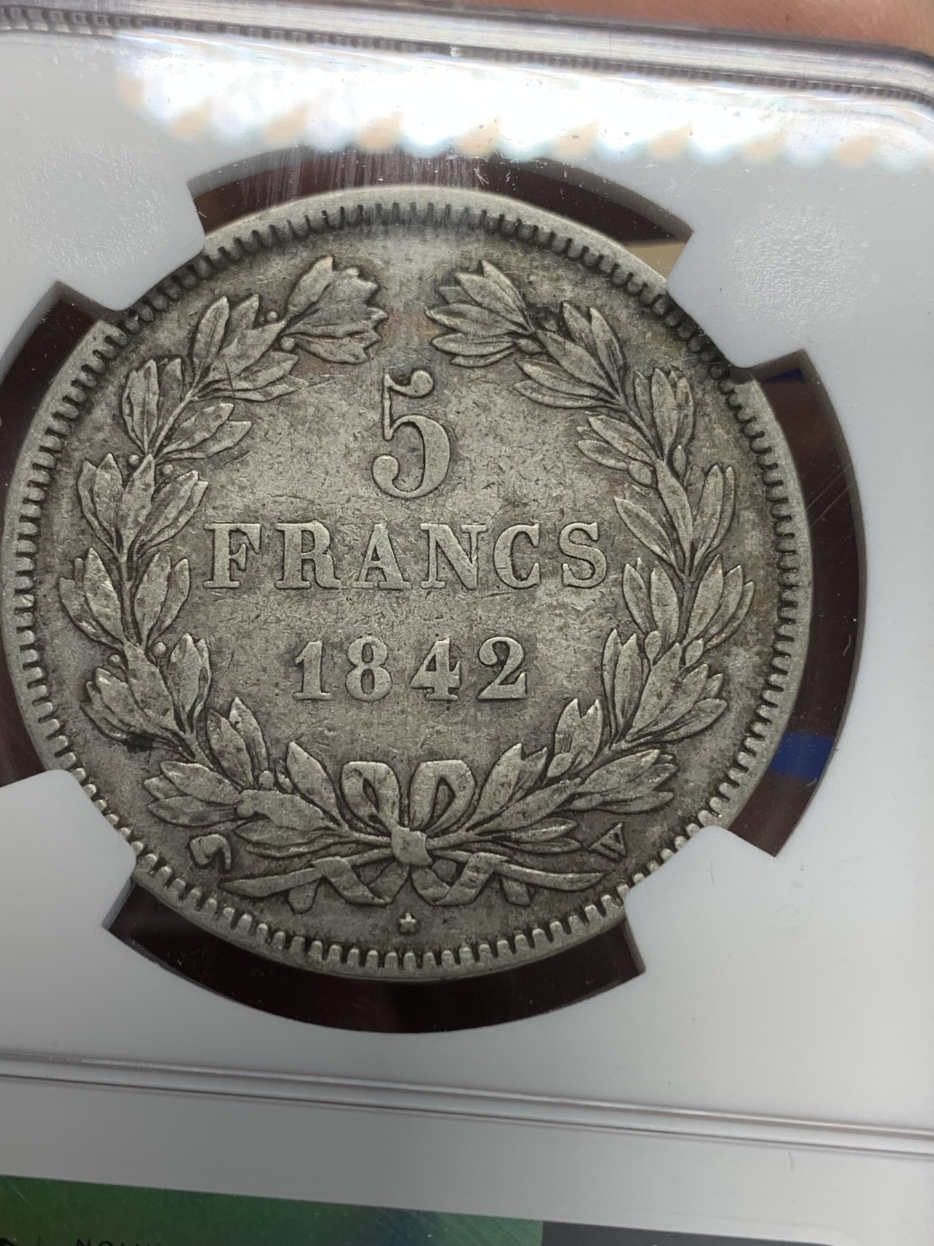 《竞宝斋》第205场-周日，周一 2场 (全场包邮) NGC-VF35 法国1842年W版 菲利普一世 5法郎大银币