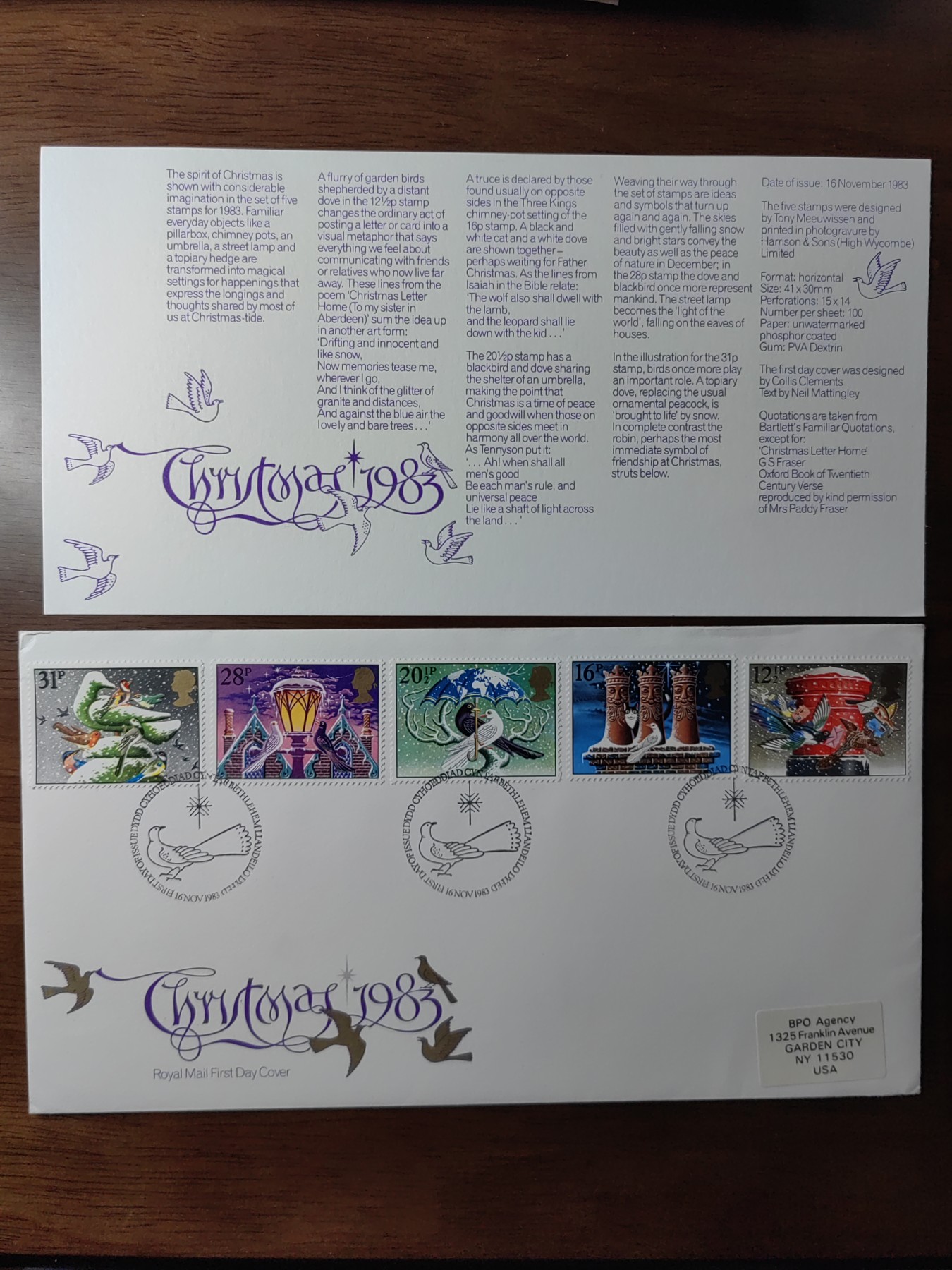 外国邮和小本票精品专场（秒杀和拍卖）第①⑥场 英国1983 圣诞节祝福问候绘画5全 