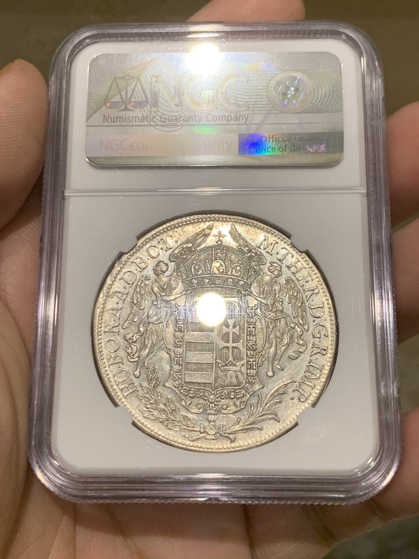 《竞宝斋》第205场-周日，周一 2场 (全场包邮) 冠军分！稀少品种 NGC-AU50 神罗匈牙利 1771年玛利亚特蕾莎 1泰勒银币