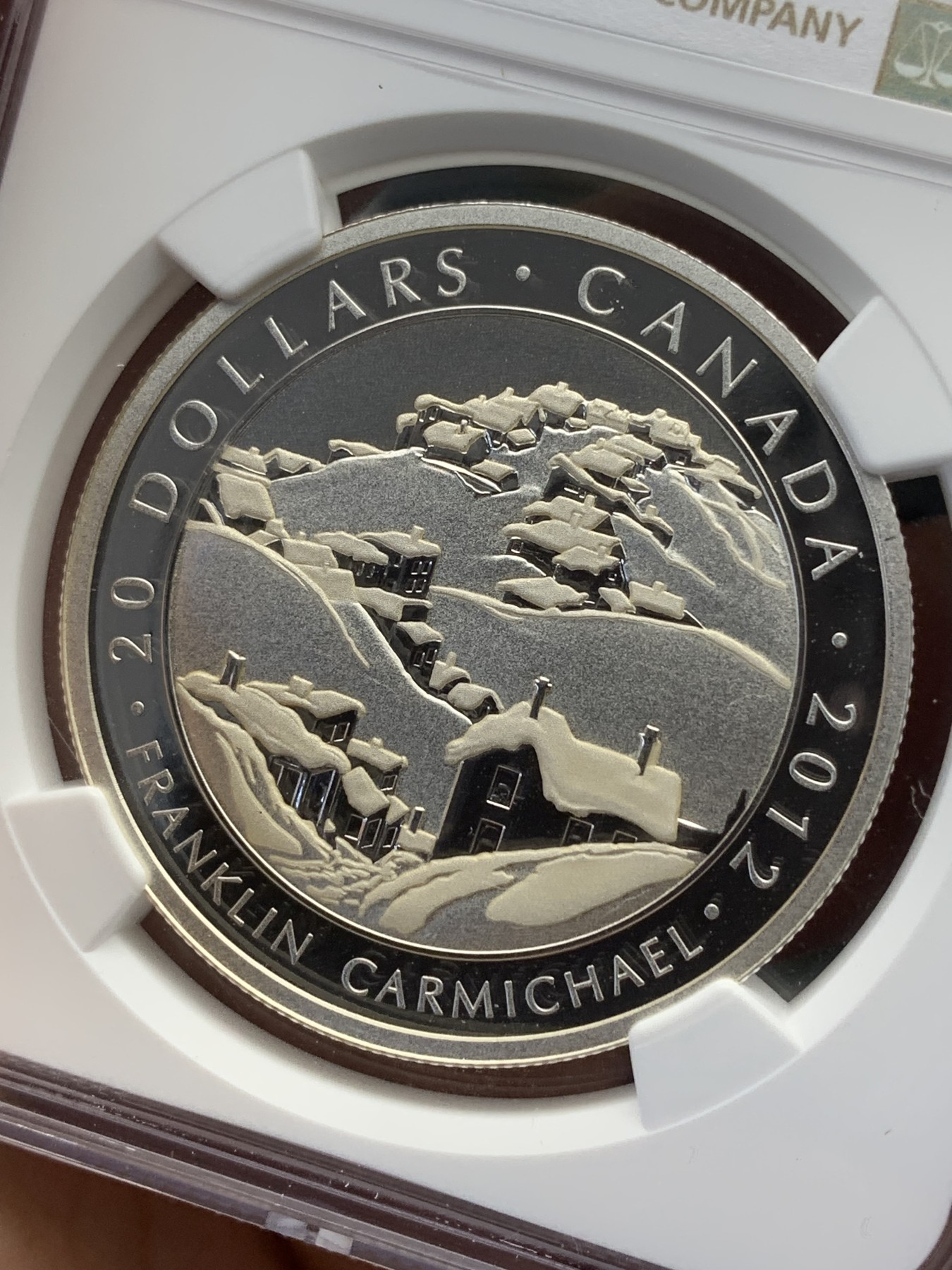 《竞宝斋》第205场-周日，周一 2场 (全场包邮) NGC PF69UC 加拿大2012年20元七人画派富兰克林*卡尔米歇尔雪景景观银币