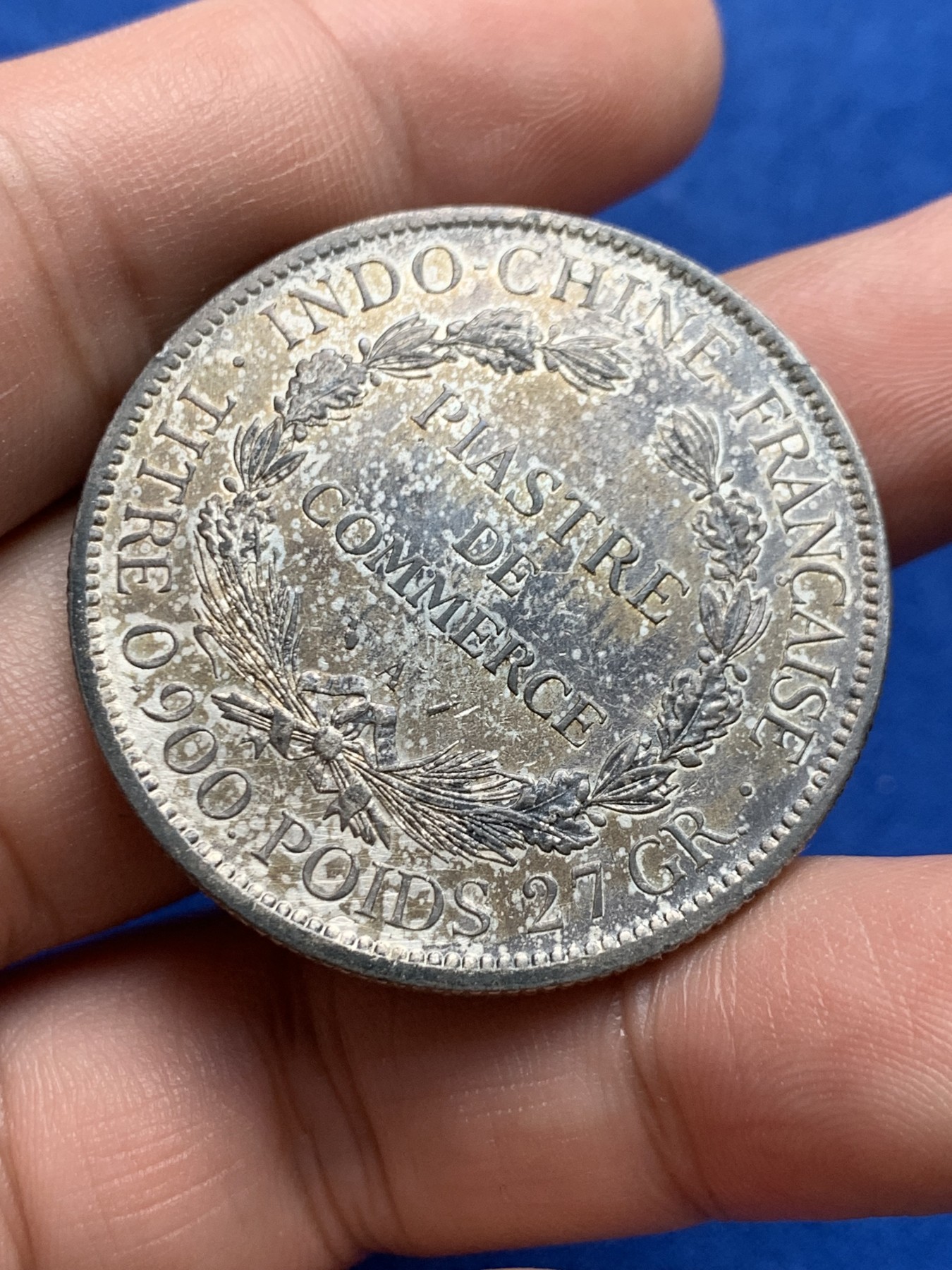 《竞宝斋》第205场-周日，周一 2场 (全场包邮) 法属印支 1896（A）座洋1皮银币 经典品种，味道不错