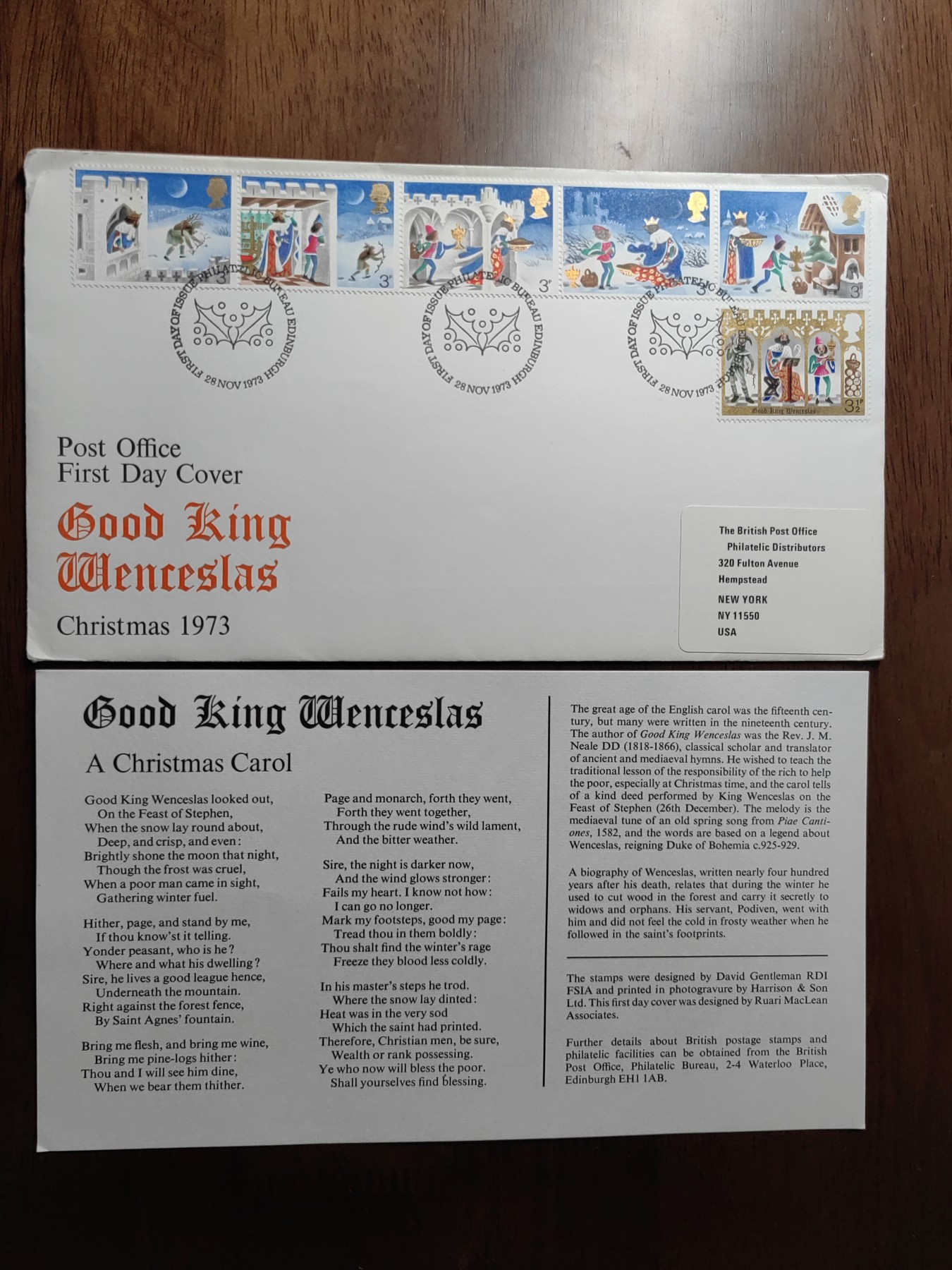 外国邮品精品专场（秒杀）第①⑤场 英国1973年 圣诞节-民谣《贤君温斯拉斯》6枚全