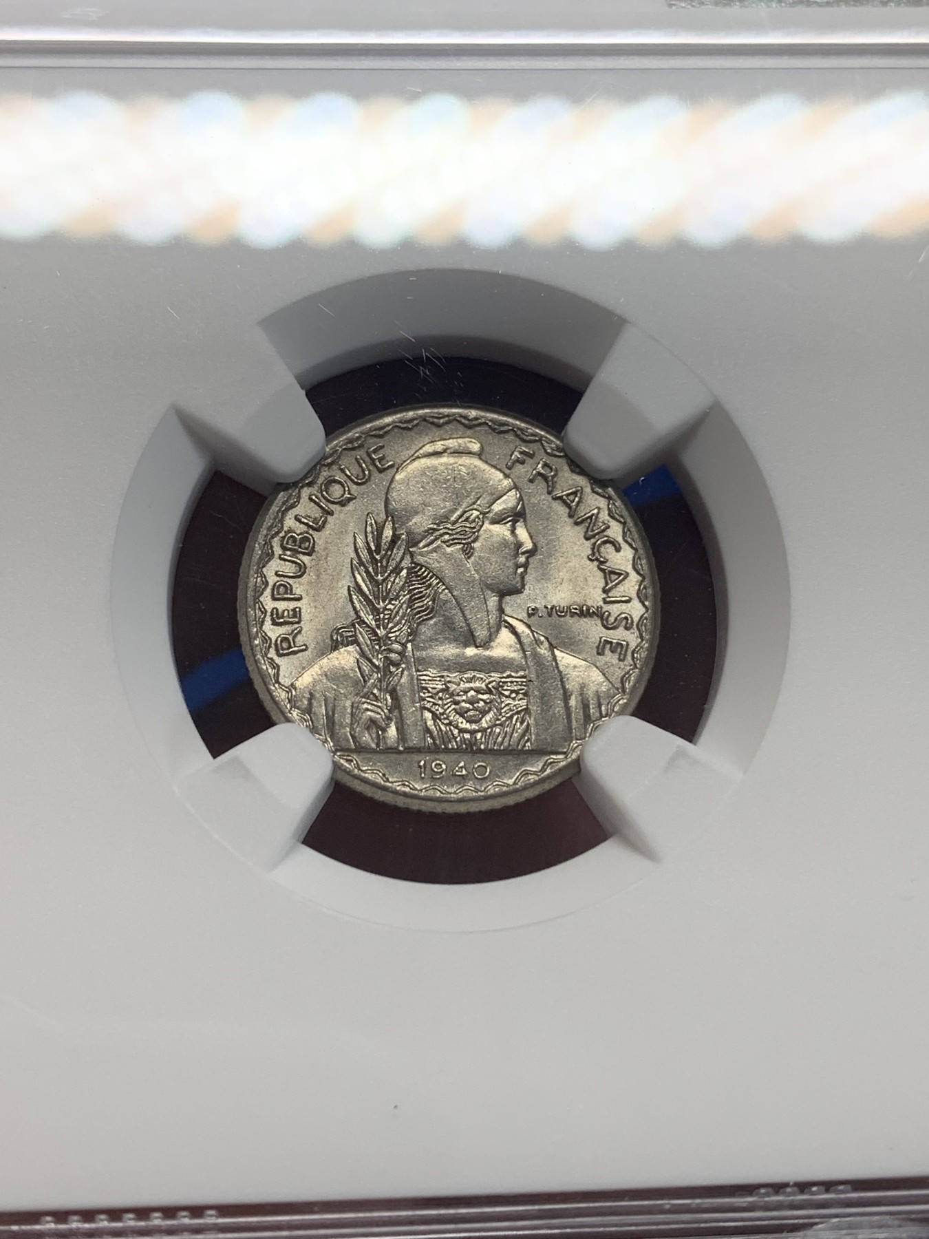 《竞宝斋》第205场-周日，周一 2场 (全场包邮) NGC MS64 法属印支 1940年 10分 高分辅币