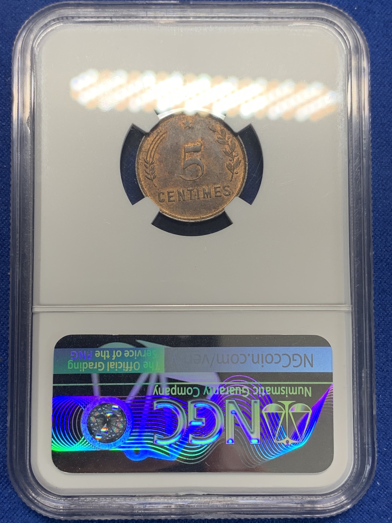 《竞宝斋》第205场-周日，周一 2场 (全场包邮) NGC AU58 1930年卢森堡5C铜币