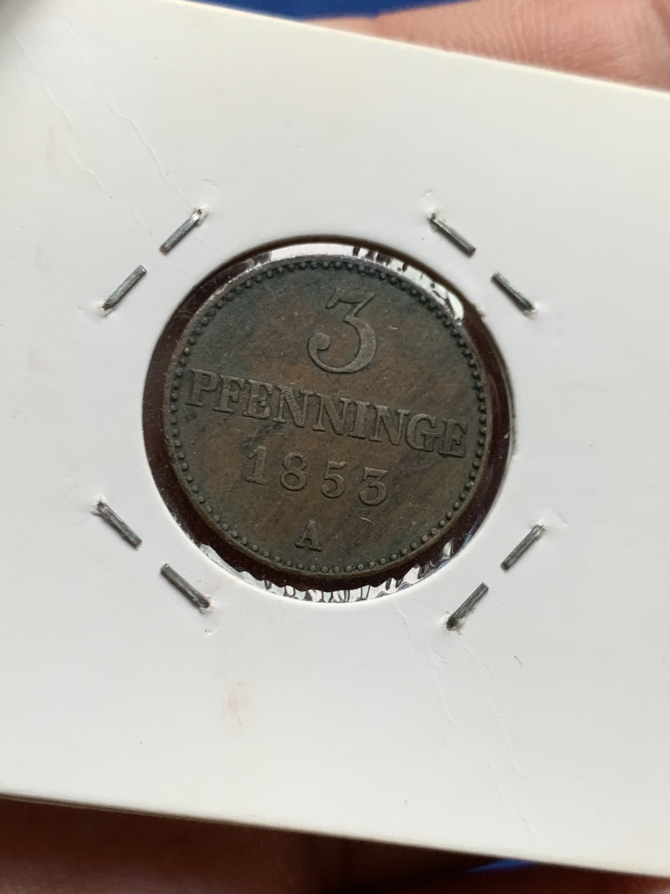 《竞宝斋》第205场-周日，周一 2场 (全场包邮) 德国 1853-1872 2,3,5芬尼铜币 3枚一组 状态都不错