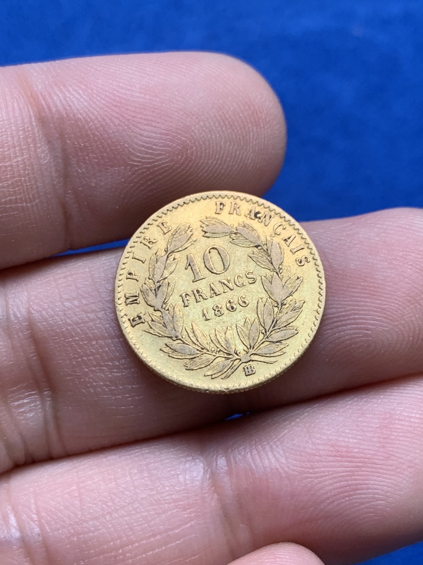 《竞宝斋》第205场-周日，周一 2场 (全场包邮) 法国1866山羊胡拿破仑三世10法郎金币 3.19克