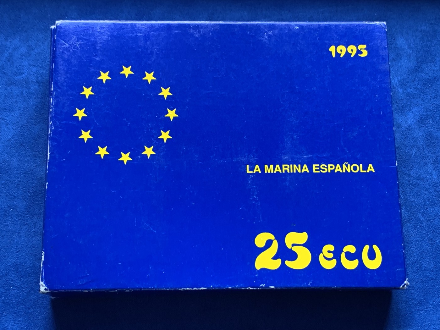 《竞宝斋》第205场-周日，周一 2场 (全场包邮) 西班牙1995年特立尼达战舰25ECU银币 168.75克，925银，原木盒