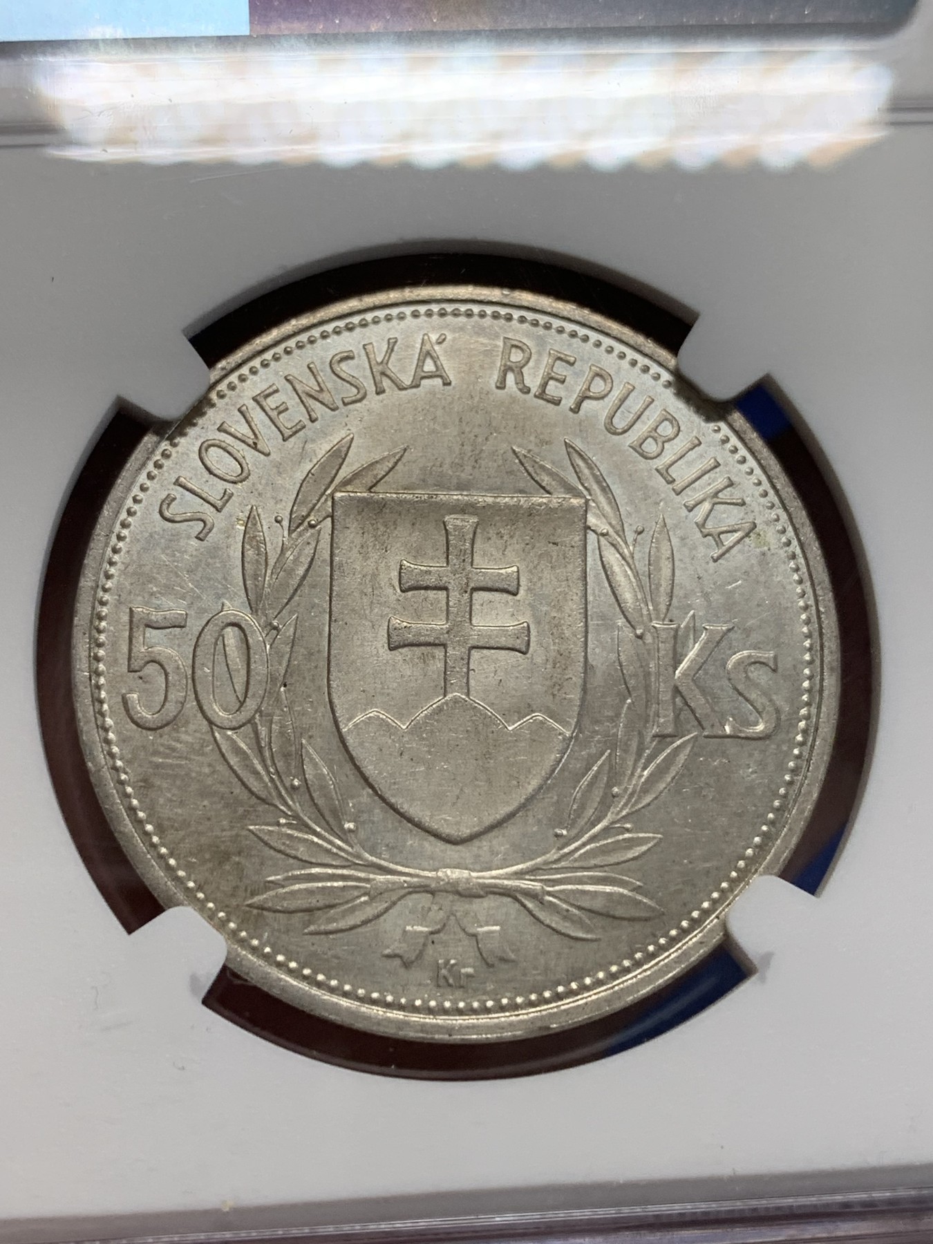 《竞宝斋》第205场-周日，周一 2场 (全场包邮) NGC UNC 1944年斯洛伐克独立成立5周年50k银币