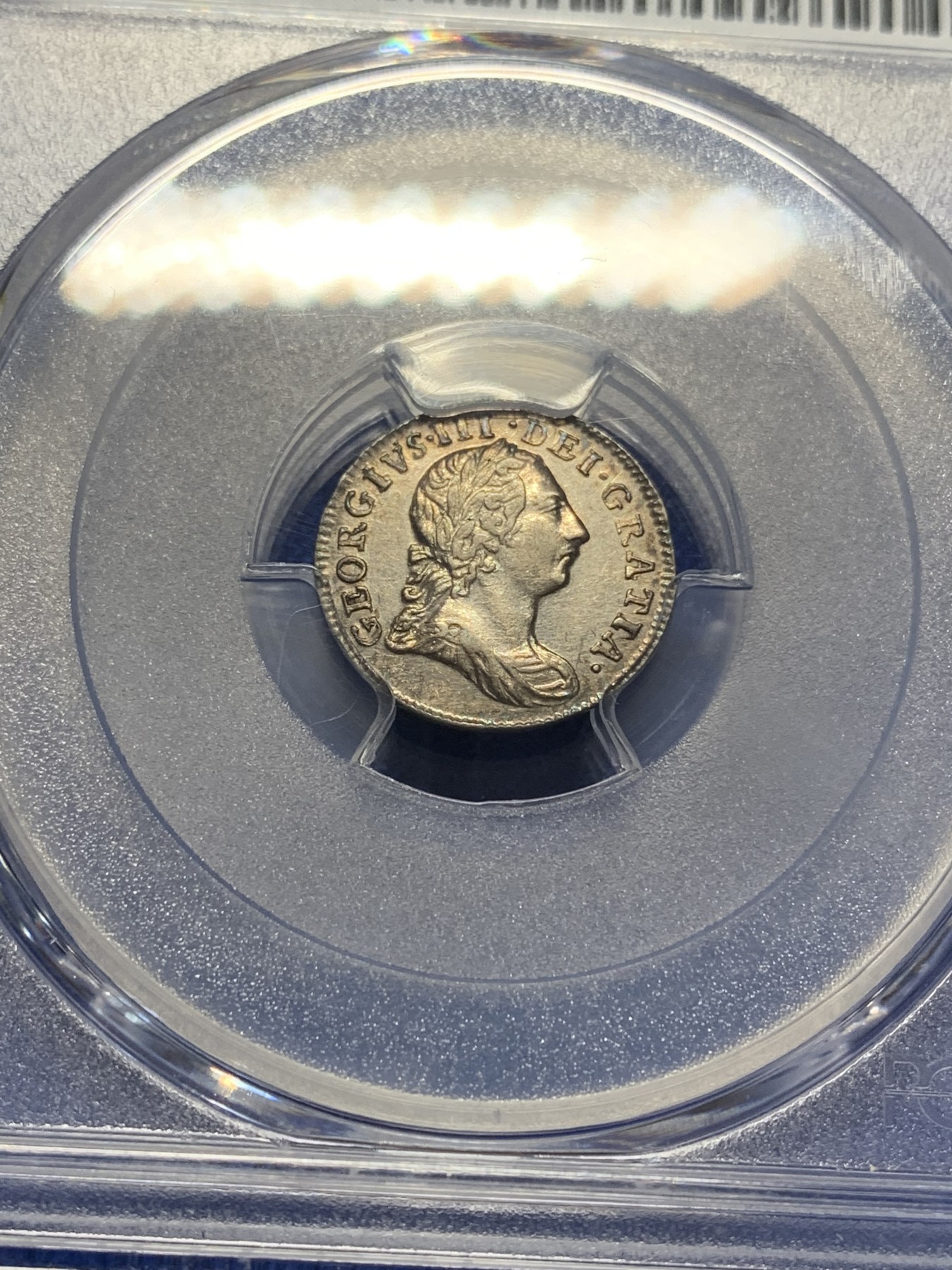 《竞宝斋》第205场-周日，周一 2场 (全场包邮) PCGS AU58 英国1772年乔治三世2便士银币，五彩，细节好