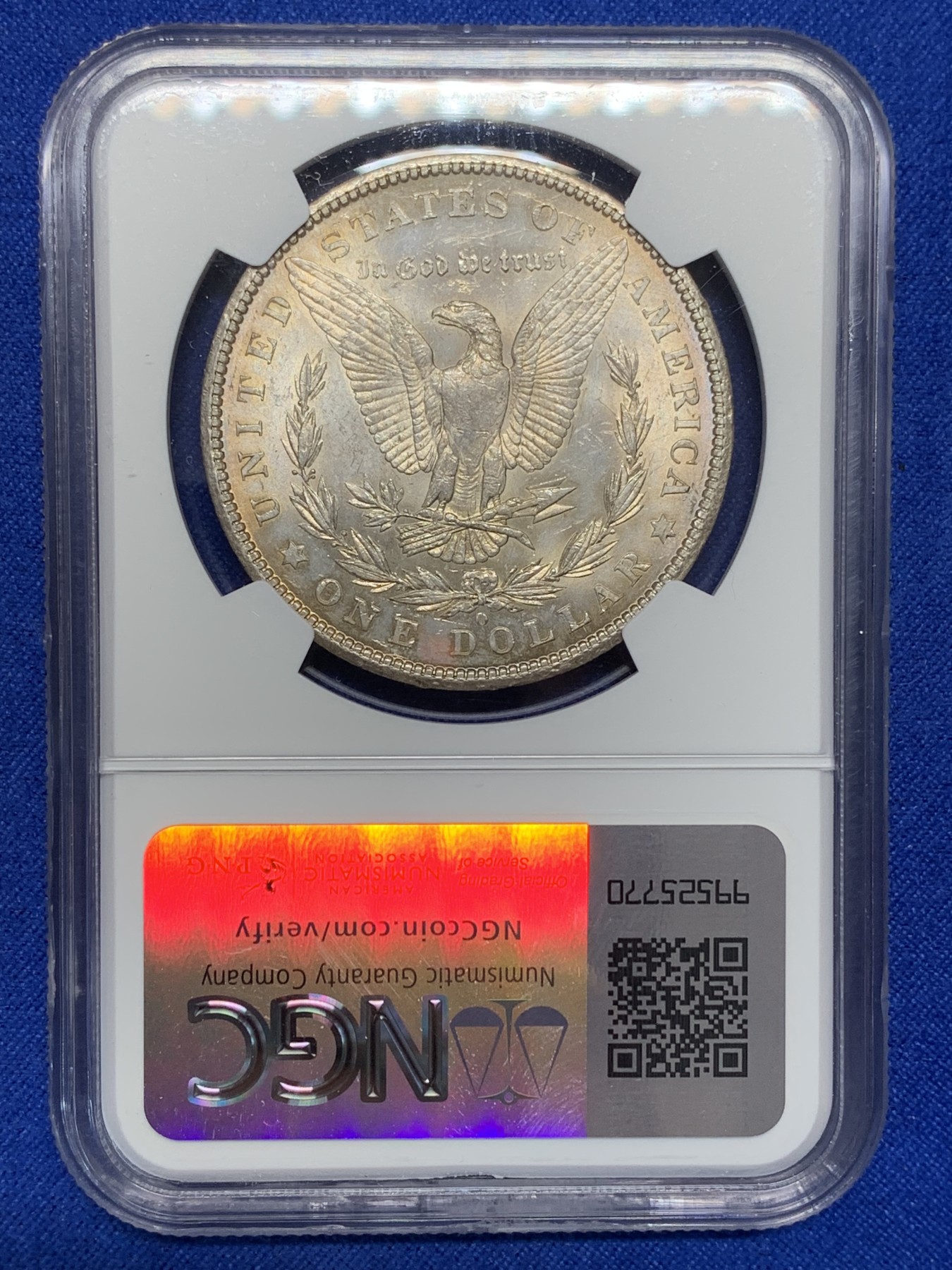 《竞宝斋》第205场-周日，周一 2场 (全场包邮) NGC MS62 美国1904年摩根1美元银币 光度好 感觉低评了