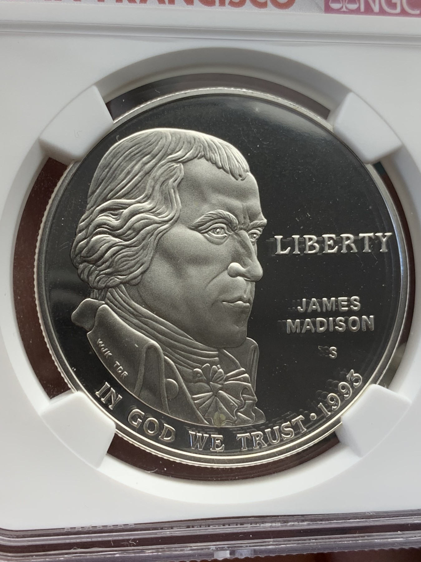 《竞宝斋》第205场-周日，周一 2场 (全场包邮) NGC PF69UC 美国1993年麦迪逊总统1美元 精制大银币