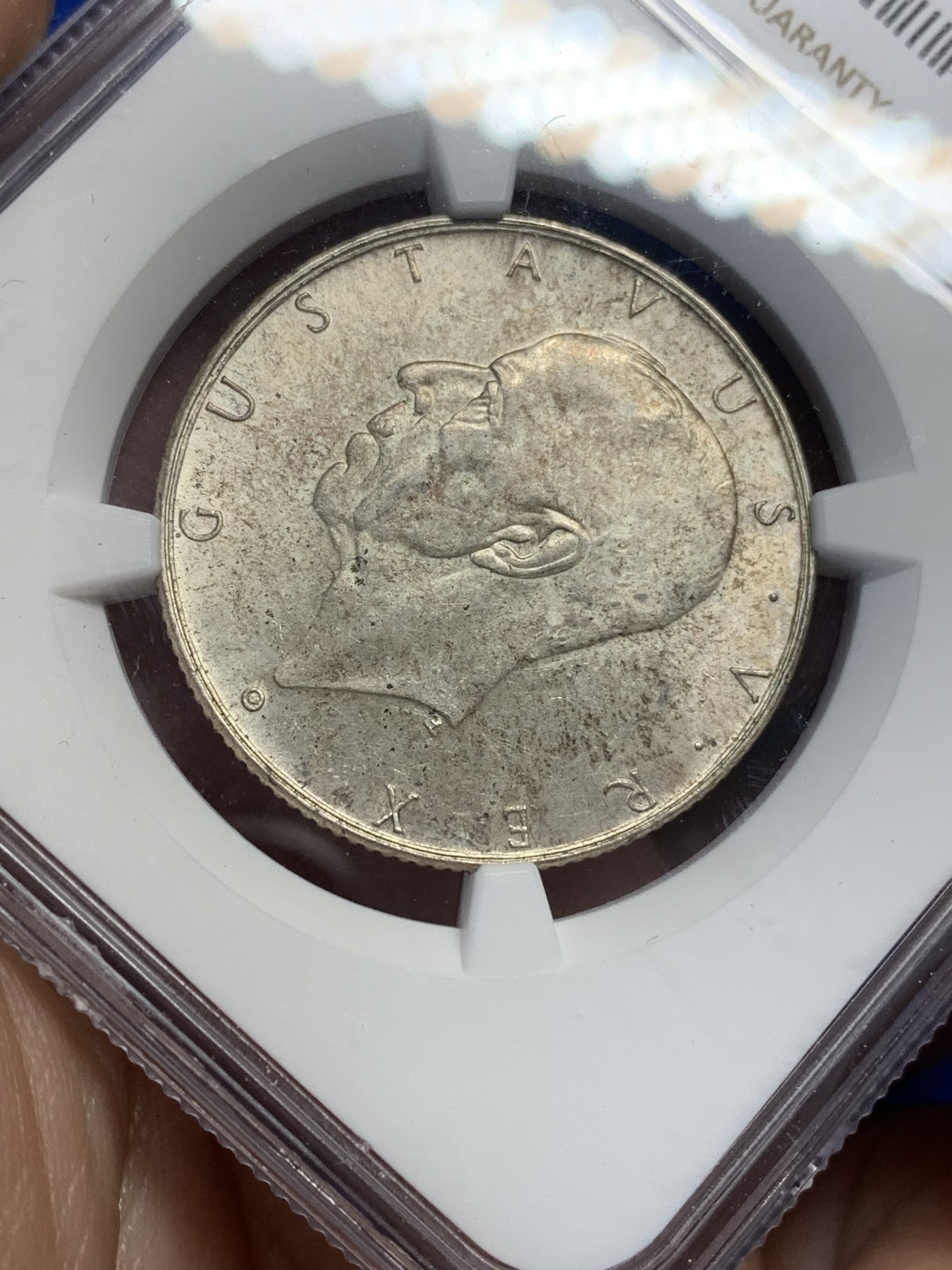 《竞宝斋》第205场-周日，周一 2场 (全场包邮) NGC-MS64 瑞典1938年 三百周年纪念 2克朗银币 高分好品