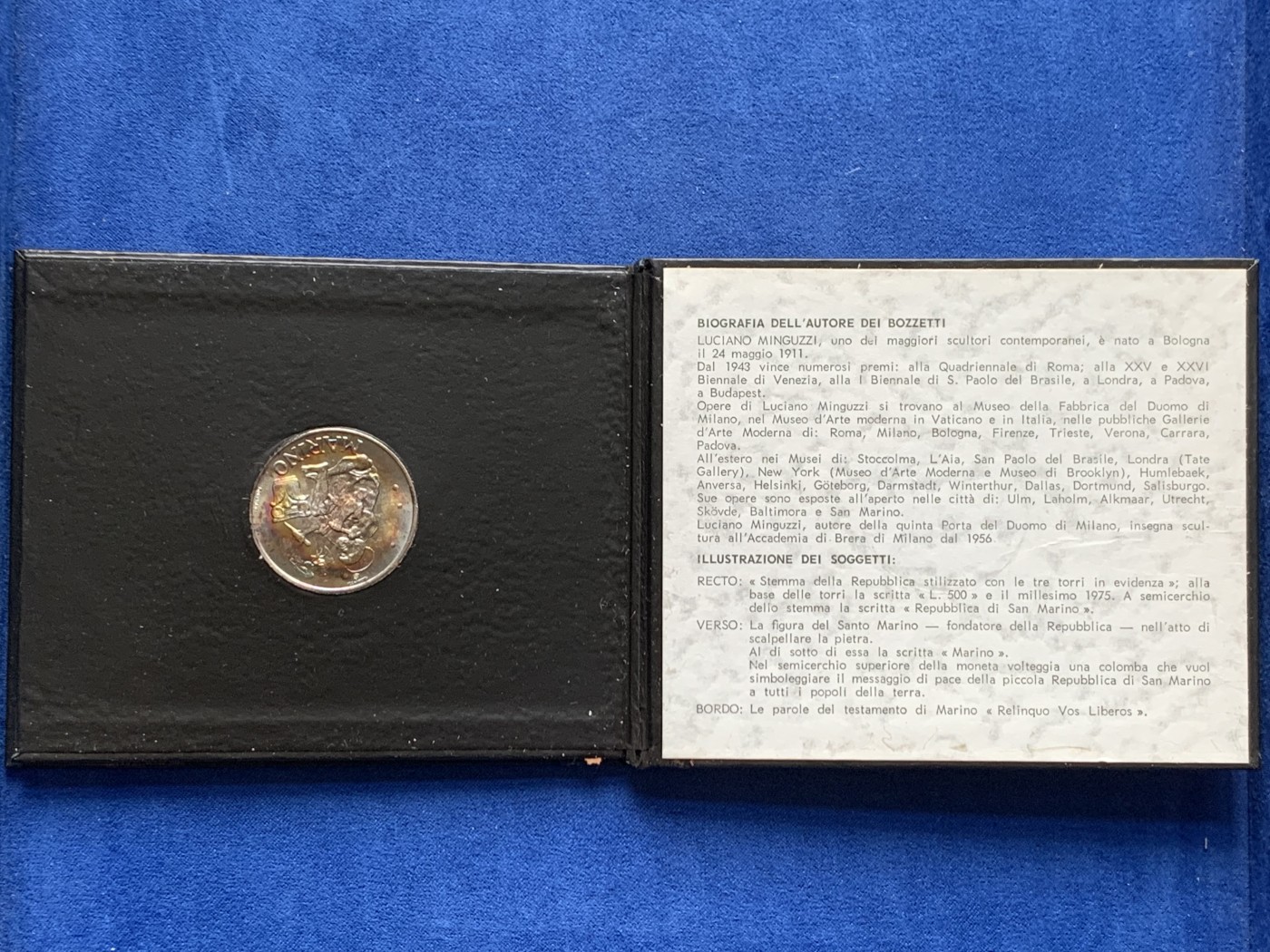 《竞宝斋》第205场-周日，周一 2场 (全场包邮) 卡装 圣马力诺1975年500里拉银币 包浆五彩美品