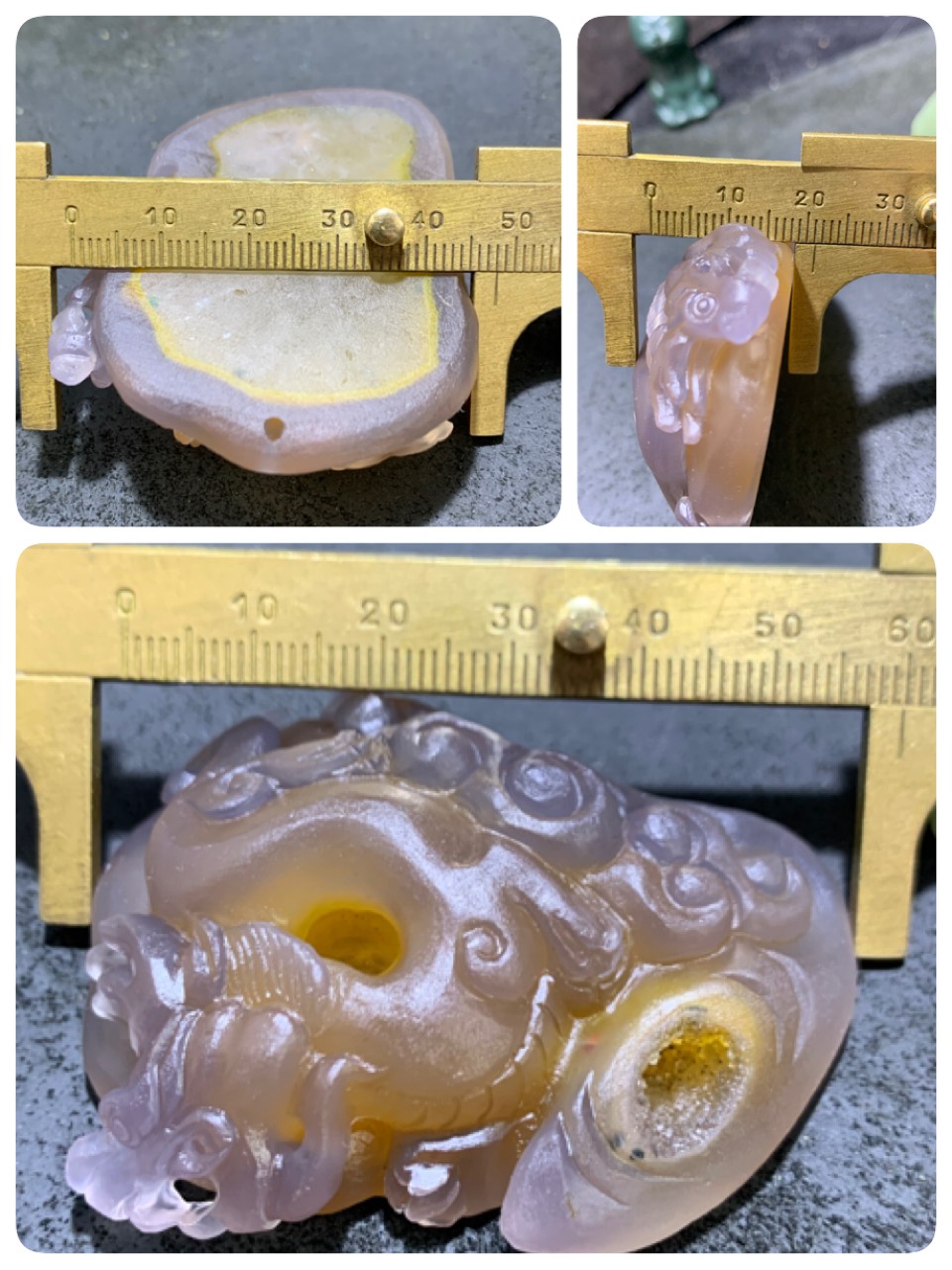 精美亚光蒙料聚财晶洞冰飘糖心料鸡油黄战国红玛瑙手工雕刻龙把件吊坠一个
