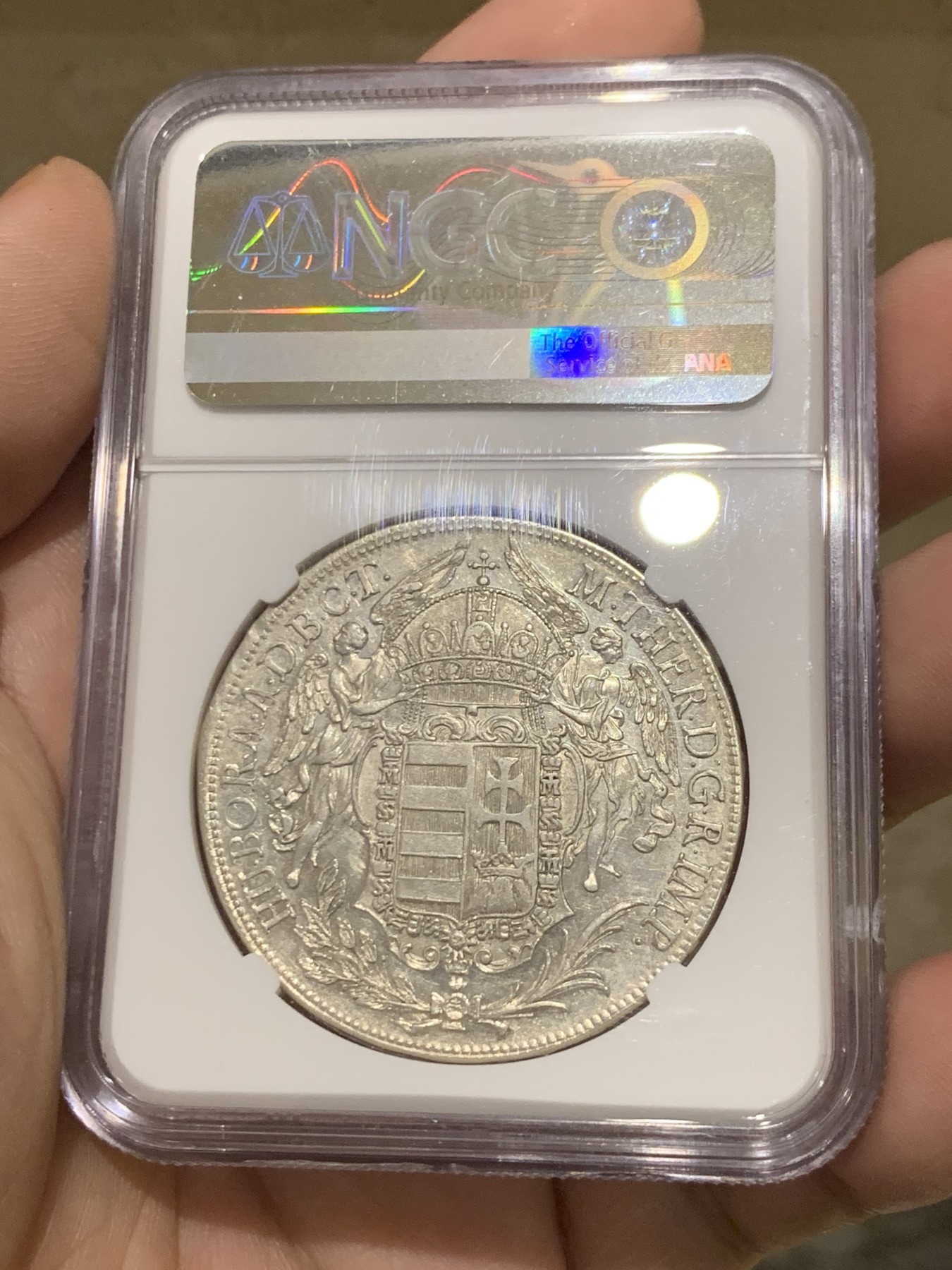 《竞宝斋》第205场-周日，周一 2场 (全场包邮) 冠军分！稀少品种 NGC-AU50 神罗匈牙利 1771年玛利亚特蕾莎 1泰勒银币