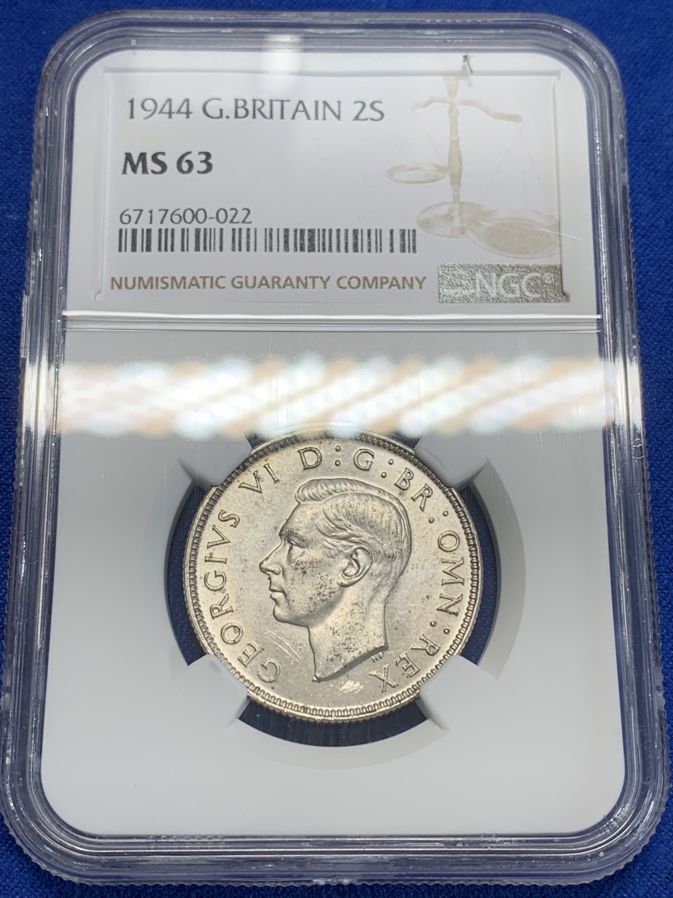 《竞宝斋》第205场-周日，周一 2场 (全场包邮) NGC MS63 英国乔治六世1944年1福林银币