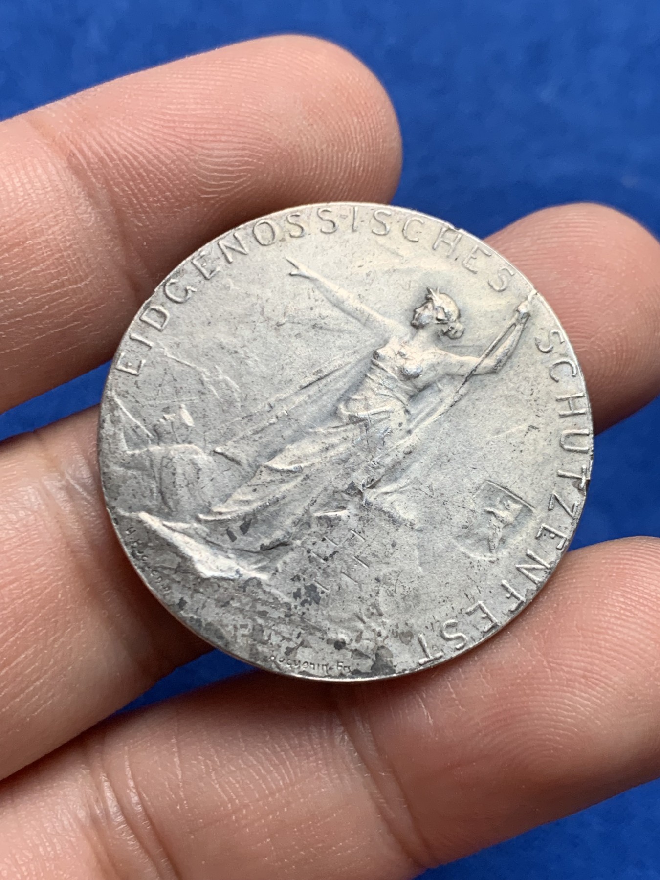 《竞宝斋》第205场-周日，周一 2场 (全场包邮) 瑞士1904年圣加仑射击节银章（稀少）33mm 16g