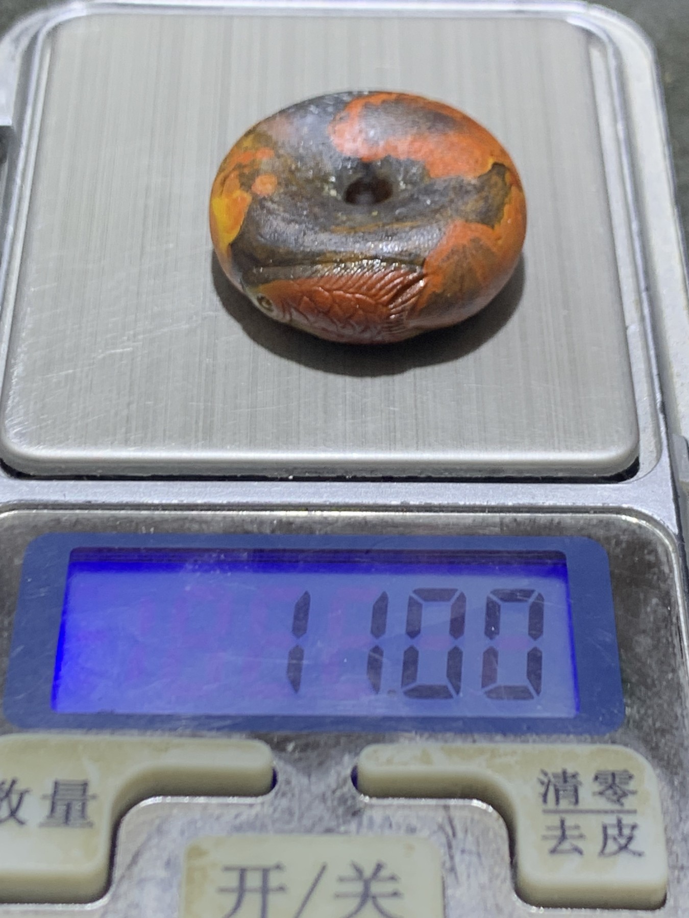 精美冰飘亚光战国红玛瑙手工雕刻富贵有余平安扣一个，