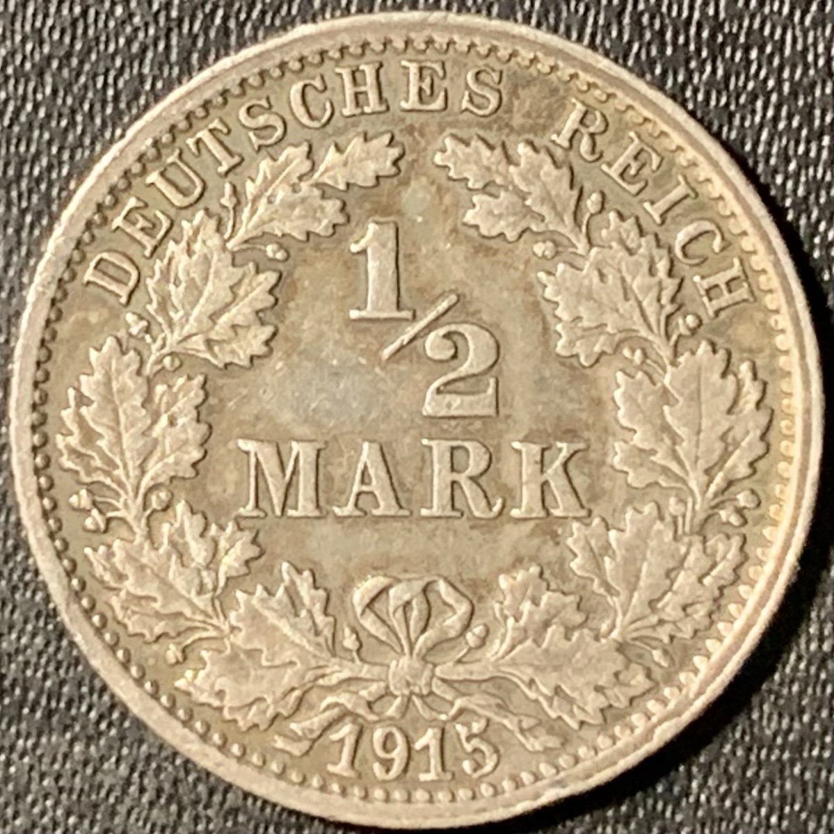 紫瑗钱币——第315期拍卖 德国 1915年 F版 第二帝国 1/2马克 银币 2.77克 0.9银