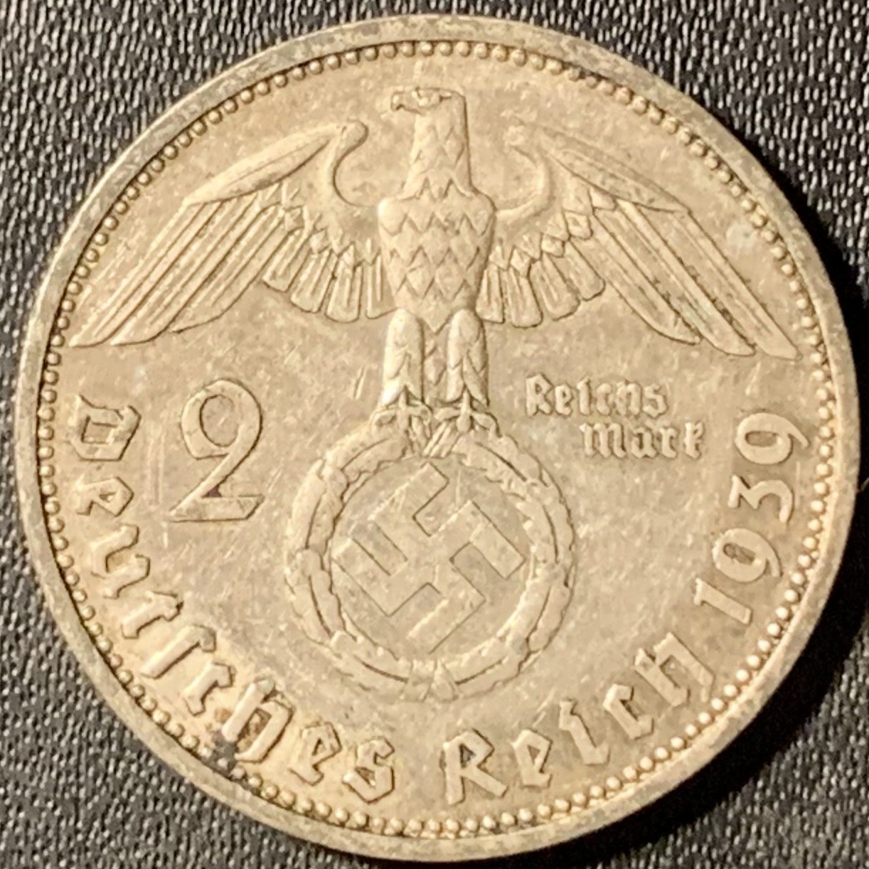 紫瑗钱币——第315期拍卖 德国 1939年 A版 兴登堡 字符 2马克 8克 0.625银