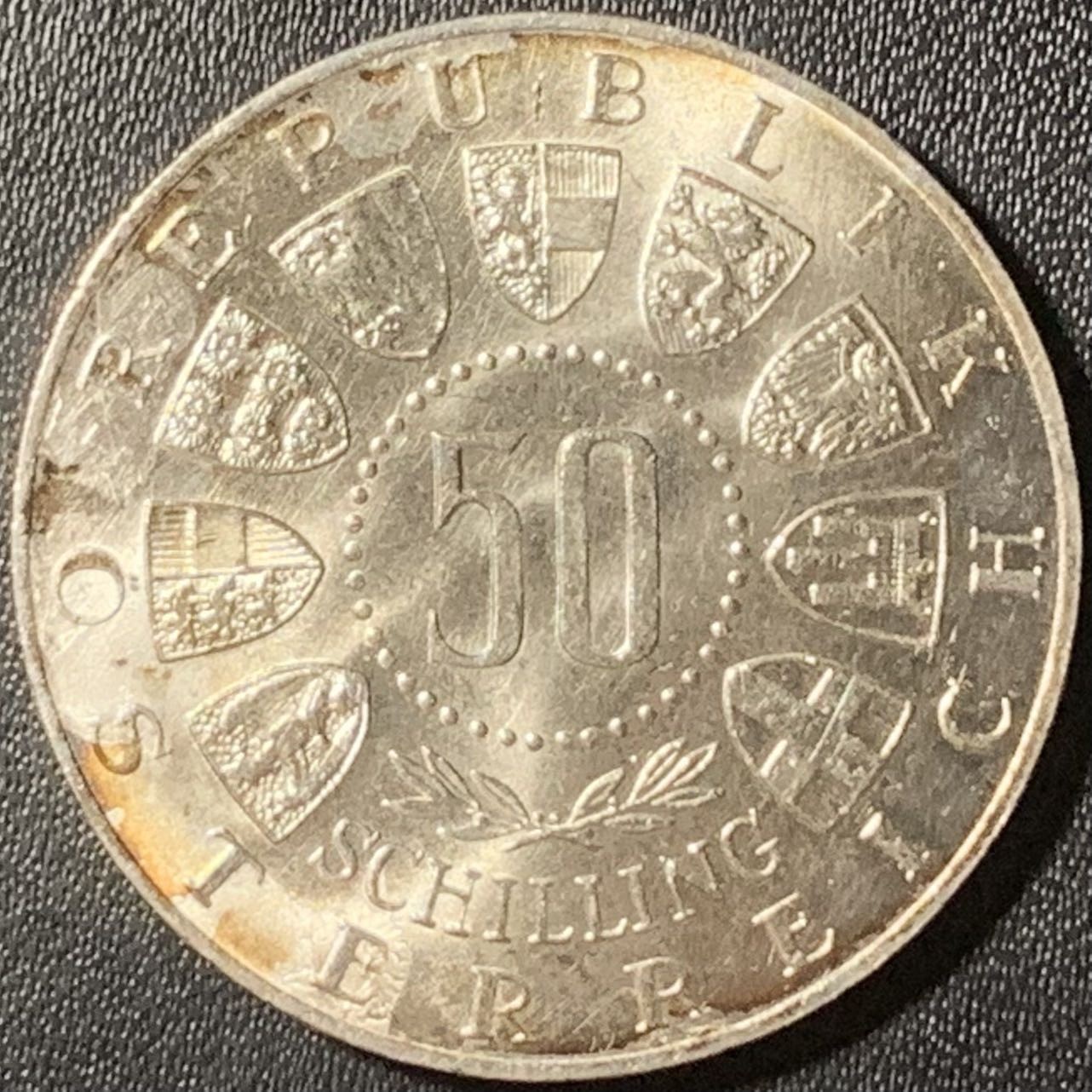 紫瑗钱币——第315期拍卖 奥地利 1964年 因斯布鲁克冬奥会 50先令 20克 0.9银 UNC