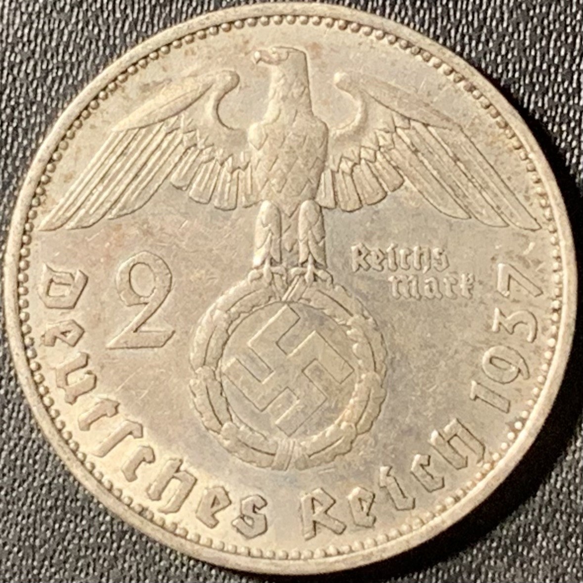 紫瑗钱币——第315期拍卖 德国 1937年 A版 兴登堡 字符 2马克 8克 0.625银