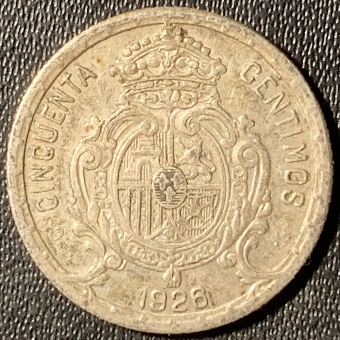 紫瑗钱币——第315期拍卖 西班牙 1926年 阿方索十三世 50分 2.5克 0.835银